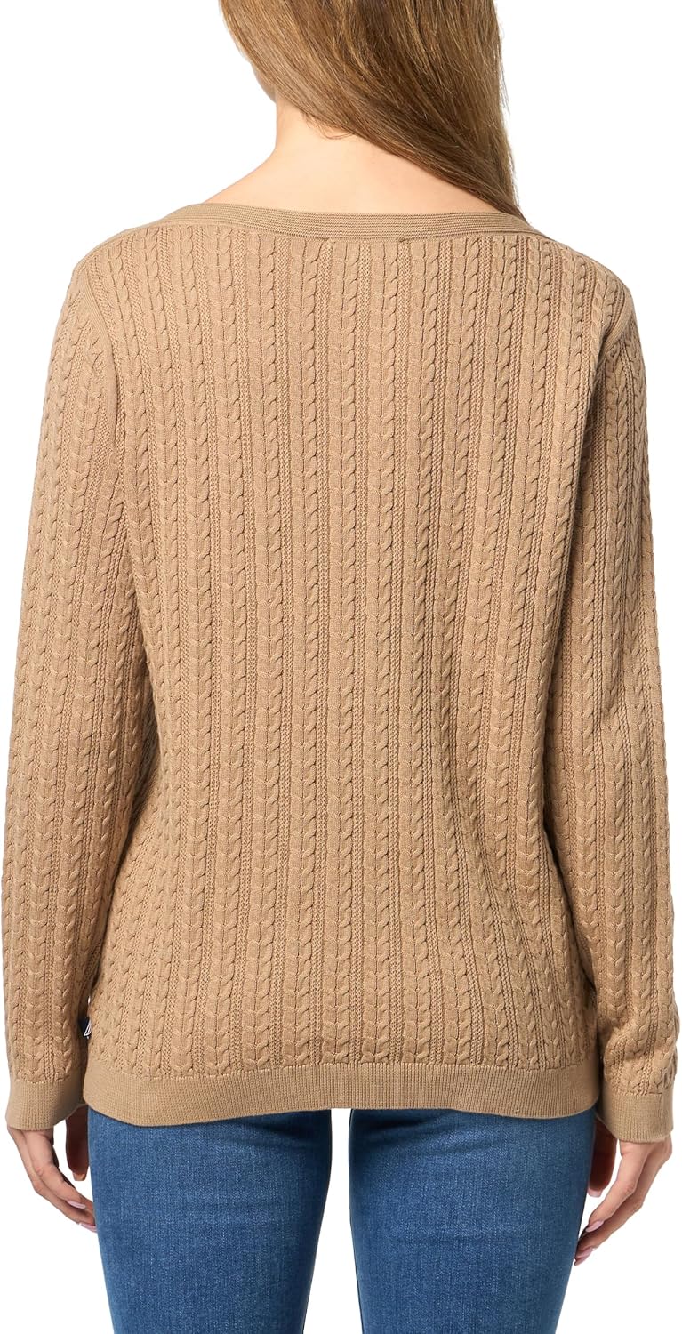 Nautica Womens Long Sleeve Cable Boatneck Sweater - Image 2