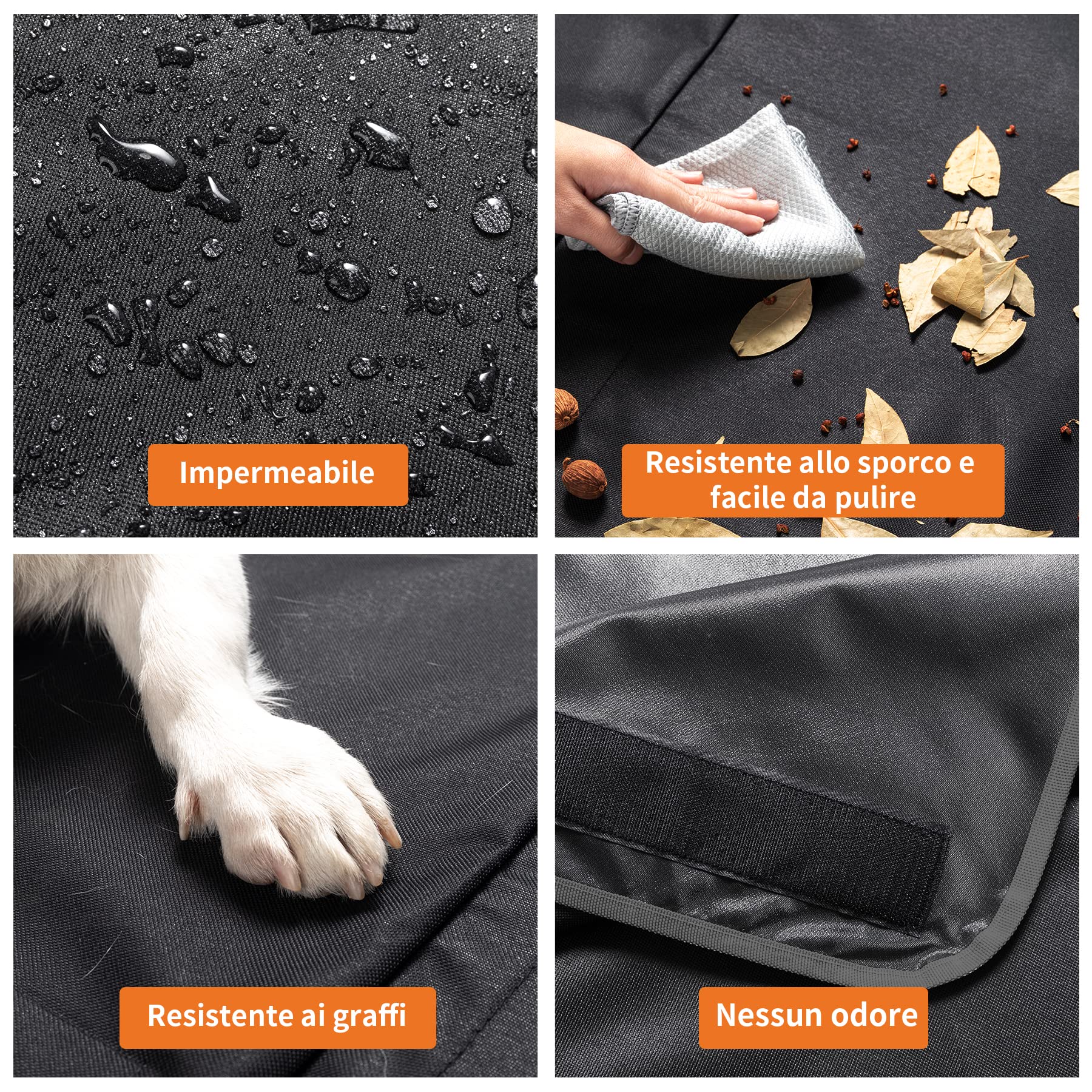 Toozey Telo Auto per Cani - 185 * 105 Coperta Universale Antiscivolo per Cani con Protezione Laterale e Paraurti, Impermeabile e Antivegetativa, Robusto Telo Auto per Cani, Nero - Bordo Nero
