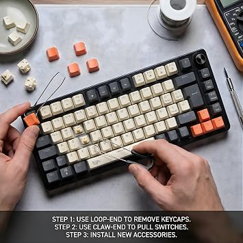 Gameagle%75 RGB Mekanik Gaming Klavye, Full Anti-Ghosting, Dayanıklı ABS Gövde, Örgü Kablolu, Hot Swap, Silinmez Double Shot Tuşlar, 82 Tuşlu Mekanik Oyuncu Klavyesi Mavi Switch KB-09 (Siyah - Beyaz)