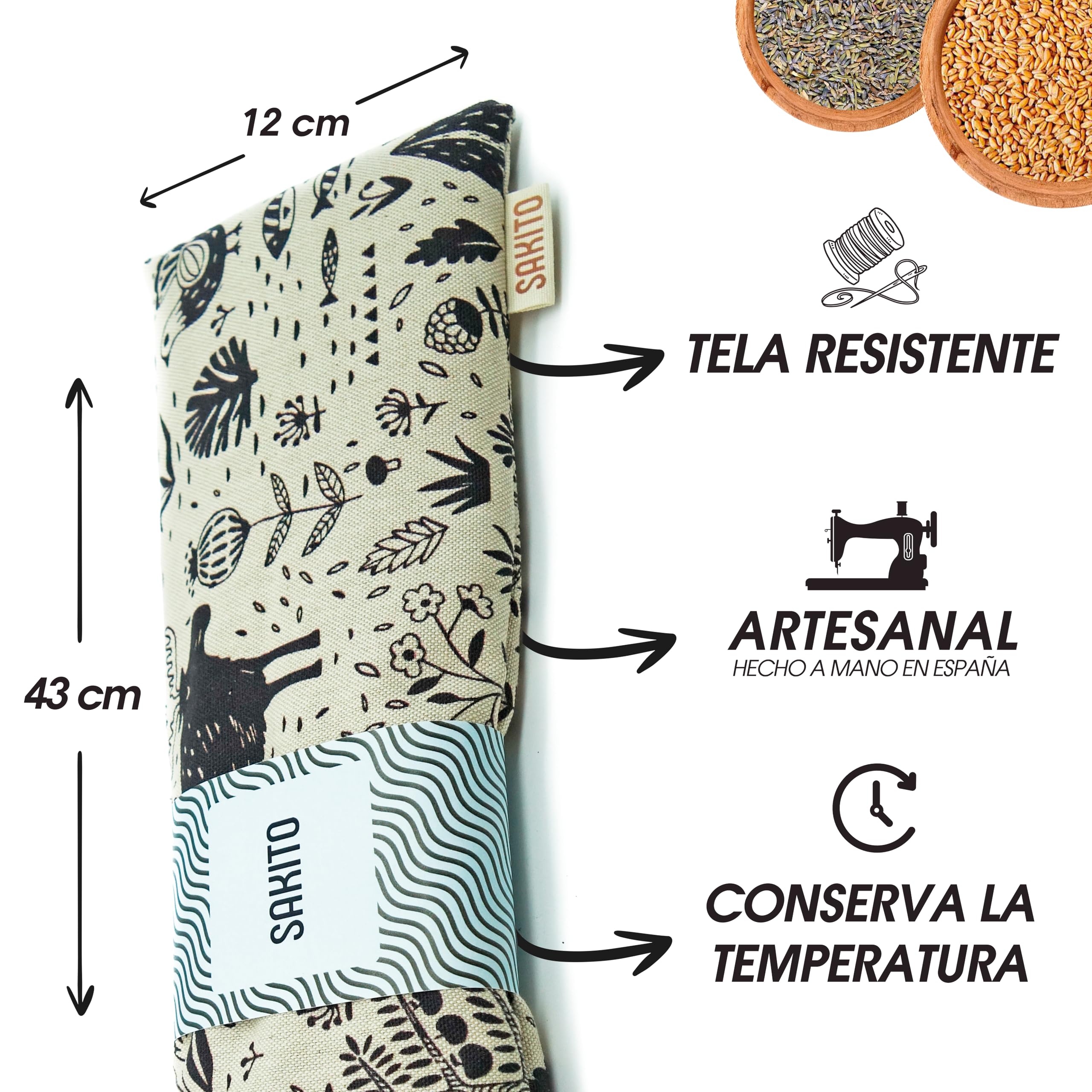 2 (uds) Saco Termico Microondas (43x12 cm) - Alivio Natural para Dolor Cervical, Lumbar y Menstrual, Uso en Calor o Frio - Gran Retencion de Calor - Muy duradero, Tela de Calidad - Aroma a Lavanda