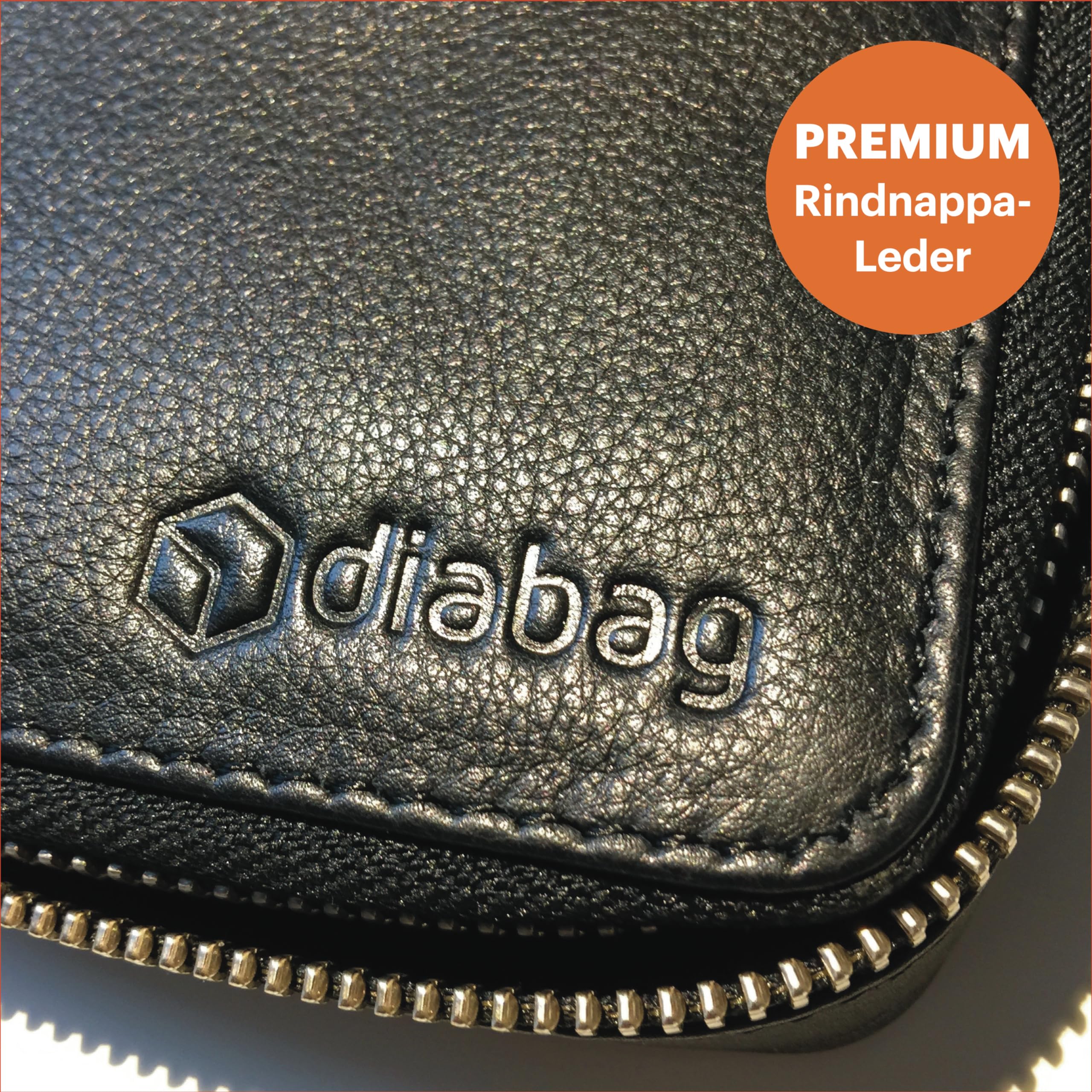 Premium Diabetikertasche aus Nappaleder für unterwegs - Isolierende Insulintasche als täglicher Begleiter. Diabetes Organizer für Blutzuckermessgeräte, Insulin-Pens, Lanzetten und Zubehör.