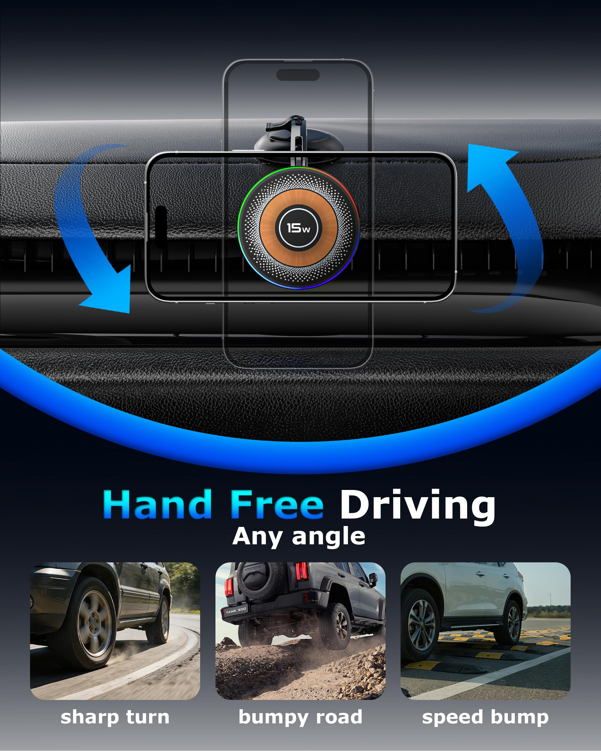 ZBF Mag-Safes - Supporto magnetico per auto, supporto magnetico per cellulare, compatibile con tutti gli smartphone 16, 15, 14, 13, 12 (ricarica aggiornata)