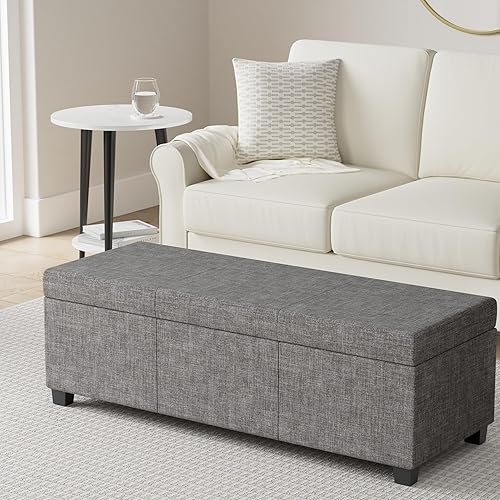 Miniatura 140 de Otomana rectangular de almacenamiento de cuero sintético Simpli Home Avalon., Cuero, Marrón Azul,Marrón Chocolate,Cloud gris,Gris oscuro,Azul