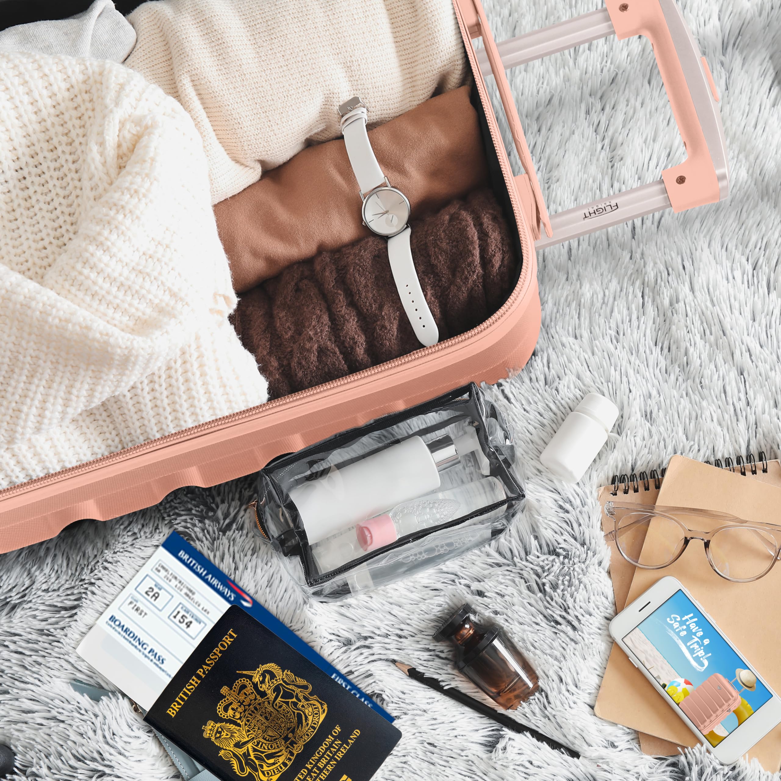 Flight Knight Cabin Suitcase 55x35x20, Lightweight Carry On Bag for Over 100 Airlines- Ryanair, EasyJet, British Airways, Virgin Atlantic - Small Durable Hand Luggage, ABS Hard Shell- TSA Lock