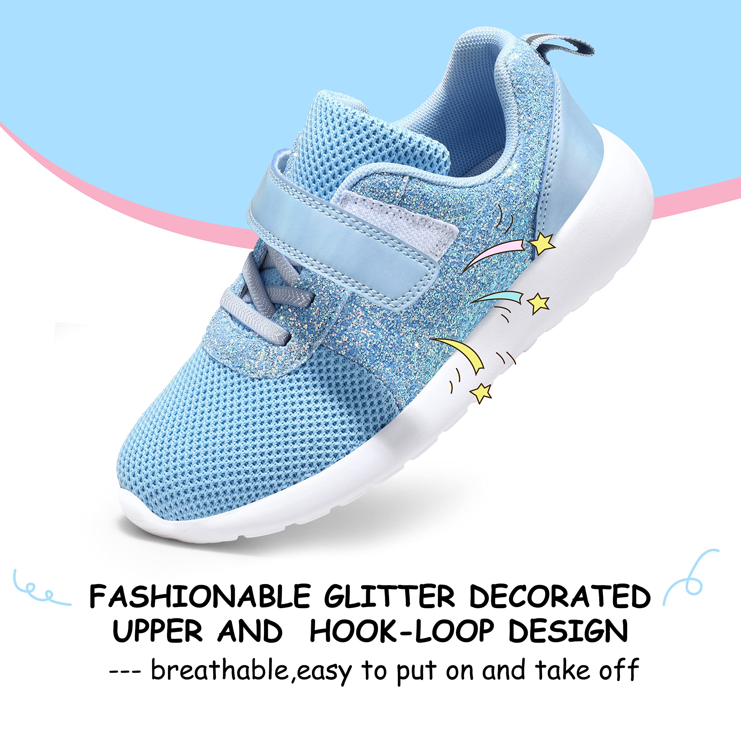 Harvest Land Girls Trainers Kids Athletic Shoes Toddlers Glitter Sneakers Breathable Tennis Running Sports Shoes — view 2