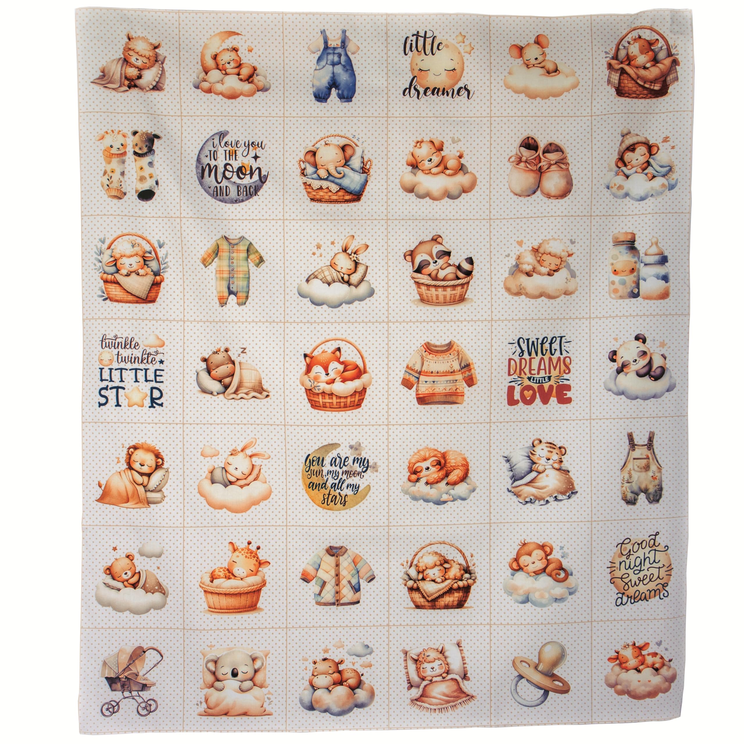 Fabrics Beige/Cream. Paquetes de abalorios de algodón, 42 motivos diferentes. Ideal para edredones, costura, mantas y juegos de espía para niños, panel continuo de 91.4 cm x 78.7 cm