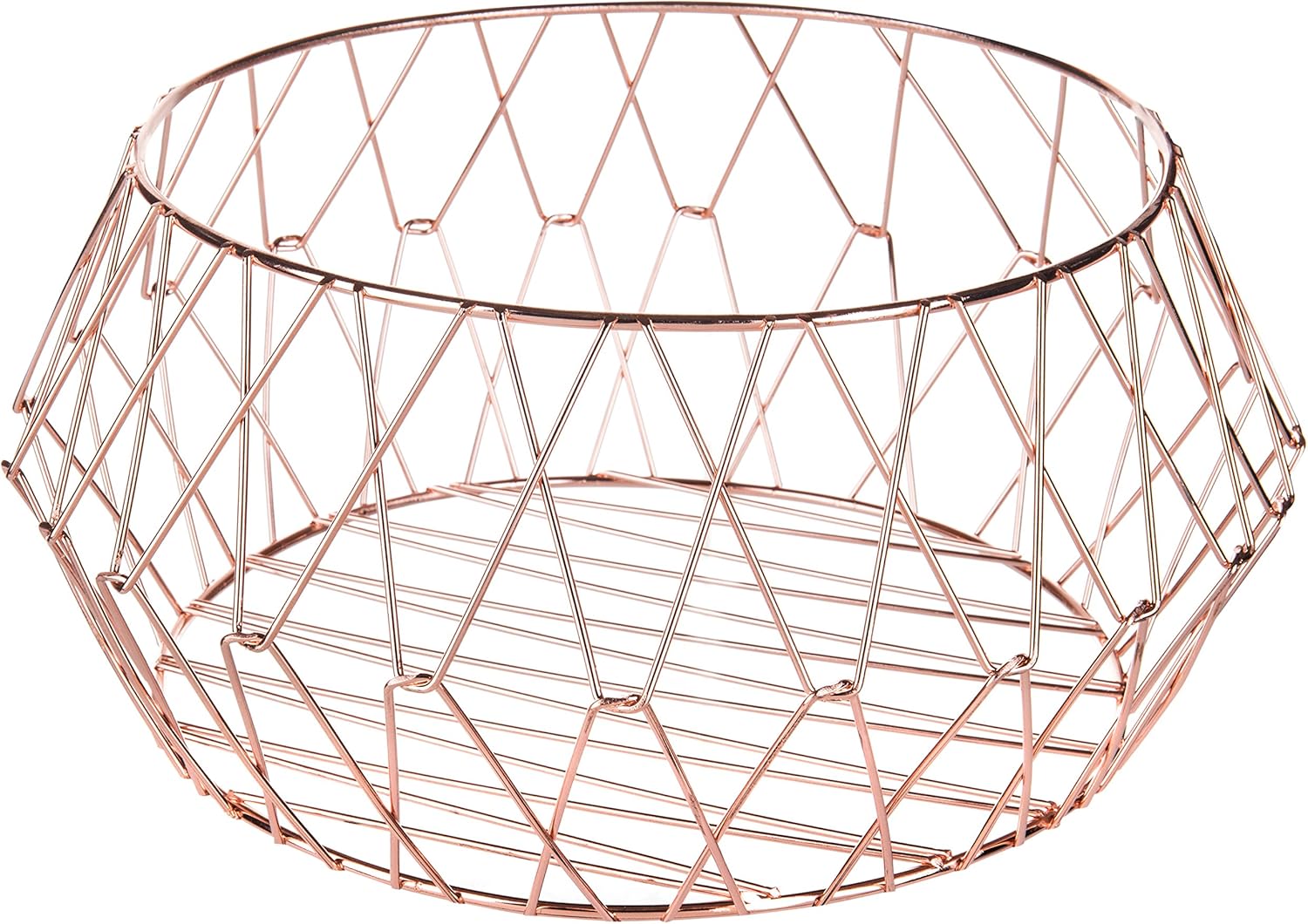 🛒 Crazy Deals MyGift Rose-Gold Geometric Metal Wire Countertop Fruit Basket Produce Storage Organizer Bin