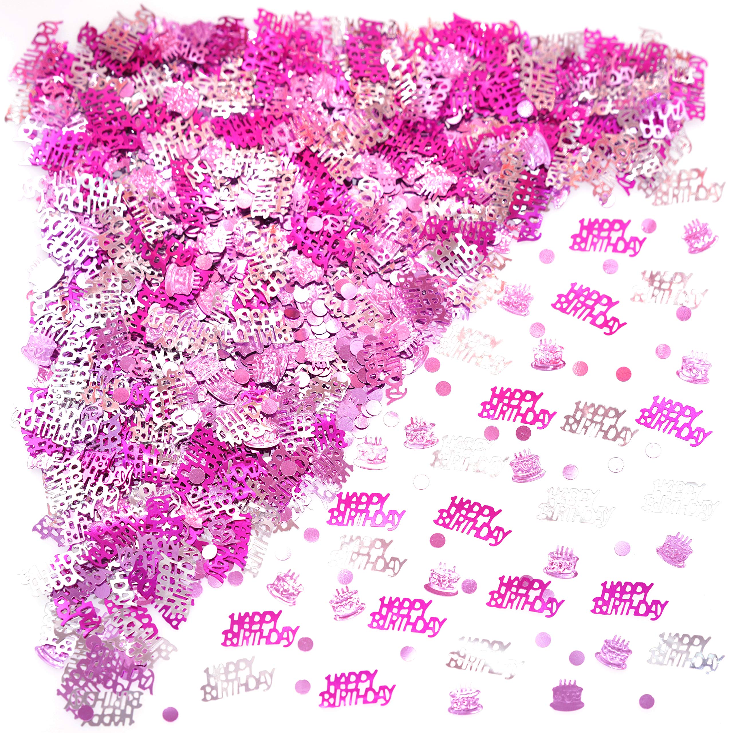 Happy Birthday Party Konfetti na stół - gorący różowy fioletowy folia metaliczne cekiny konfetti pierwsze baby shower urodziny przedszkole przyjęcie posypane konfetti dekoracje, 60 g