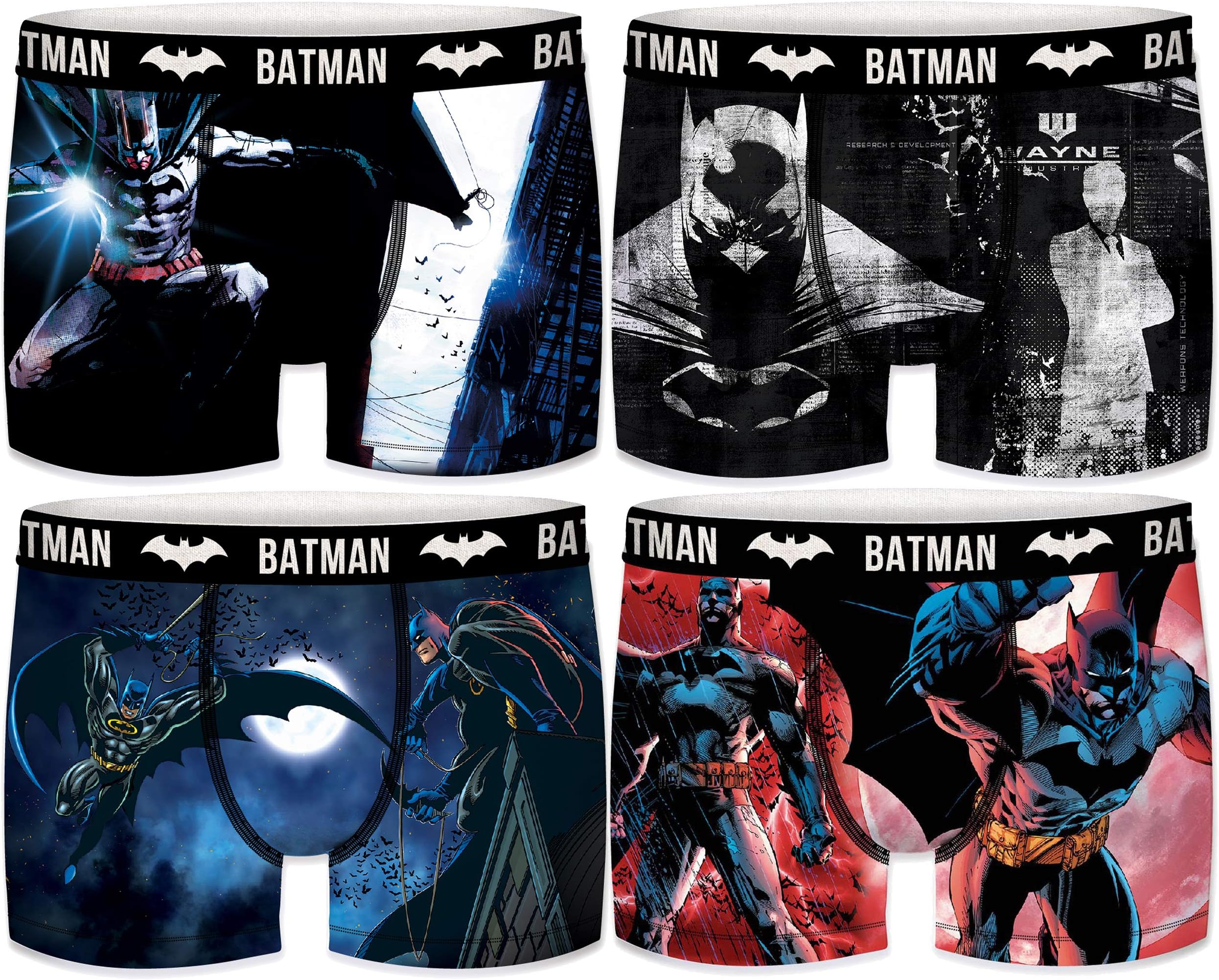 4 Boxers Batman DC Comics Pack - Assorted - Microfiber - 92% Polyester, 8% Elastane