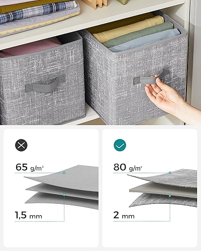 Miniatura 9 de SONGMICS Paquete de cubos de almacenamiento y cubos organizadores de almacenamiento cubos de tela no tejida de 11 pulgadas con asas dobles 6 cubos