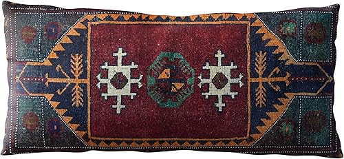 TurkishRug - Kingdom Pattern Handmade Kilim Cushion Cover Ethnic Pattern Farmhouse Soft Pillow Cover Washable Printed Home Dekor Decorations Bedroom