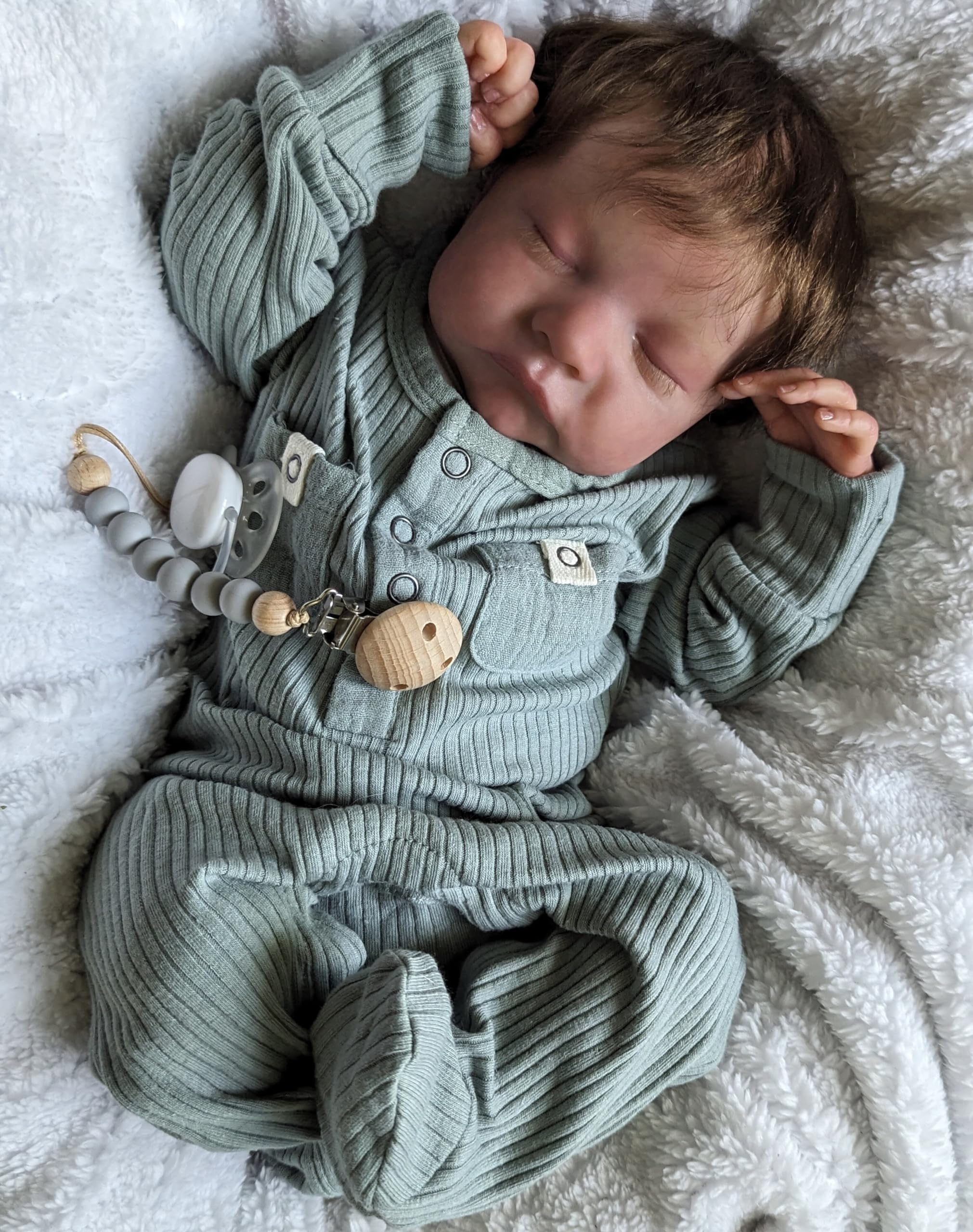 Pinky Reborn Eyes Closed 19 inch 48 cm Reborn Baby Doll Lifelike Baby Doll with Hand Rooted Hair Boy Toddler Doll Toy
