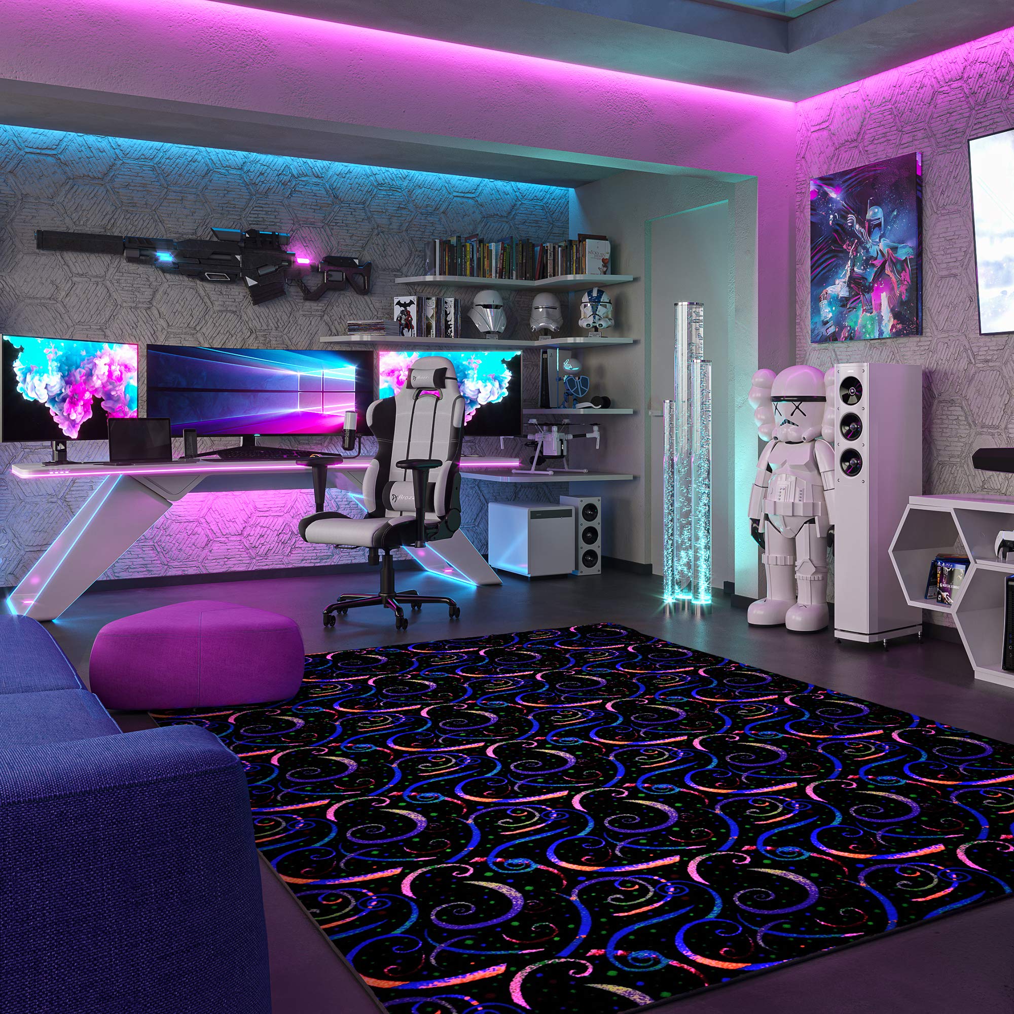 Joy CarpetsNeon Lights Dynamo 4' x 6' Indoor Area Rug in Color Fluorescent