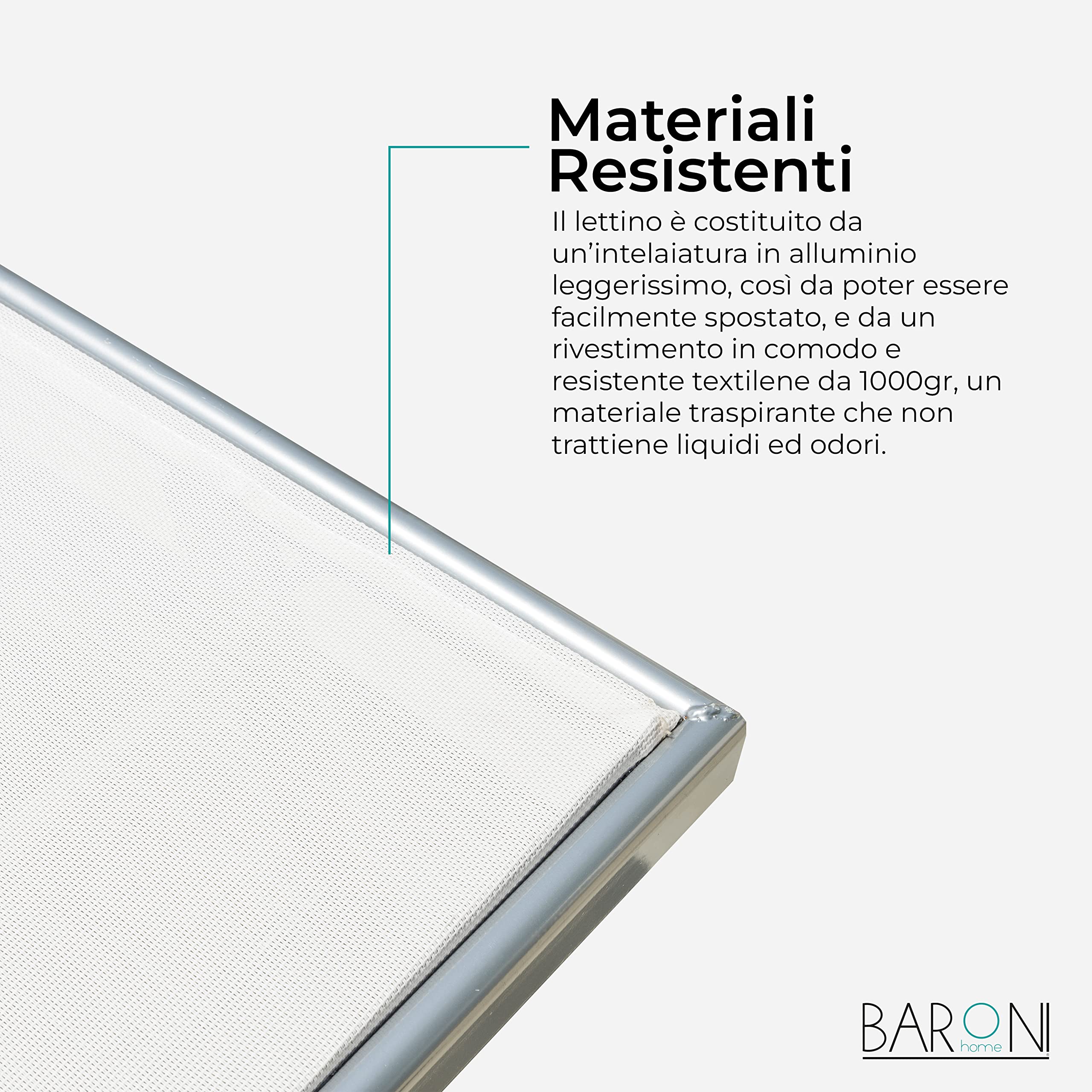Baroni Home Set 2 Lettini Prendisole in Alluminio con Tetto Parasole, 60x190x35 Bianco