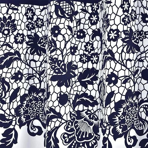 Miniatura 3 de LUSH DÉCOR - Cortinas estampadas con filtro de luz azul marino Lush Decor Estate Garden para sala, comedor, dormitorio (par), largo ancho, 84 x 52