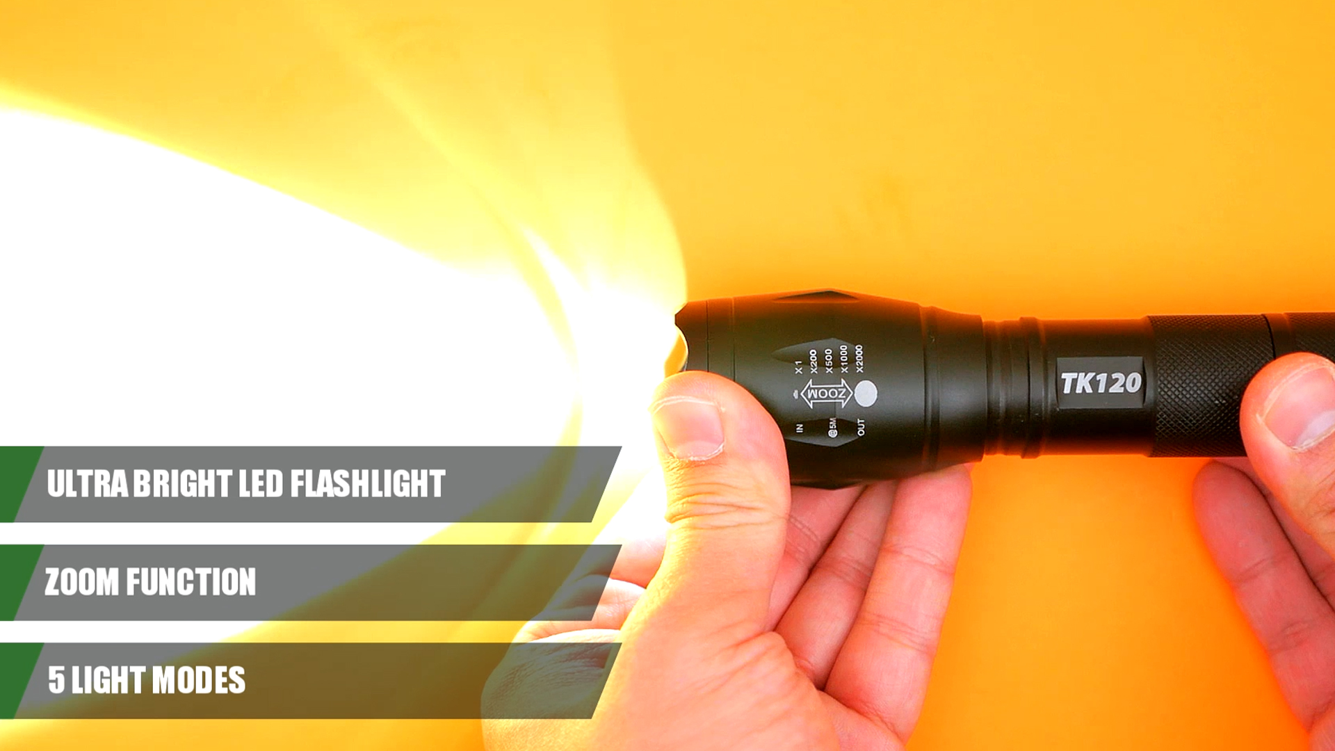 EcoGear FX TK120 Small LED Flashlight - 5 Light Modes, Adjustable