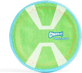 Chuckit! Paraflight Flyer Frisbee de cachorro para longa distância, verde/azul, grande