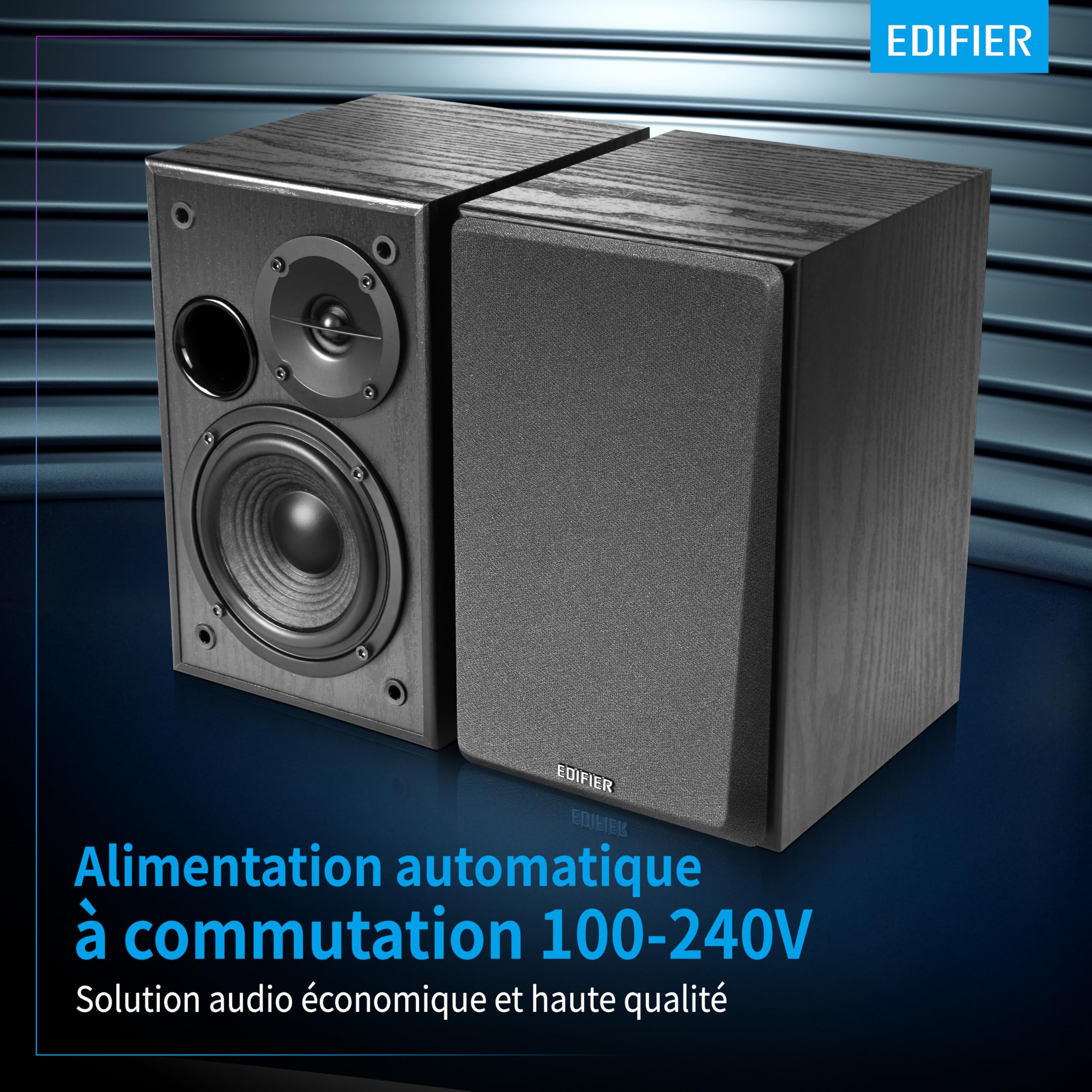 Edifier R1100 Enceintes Actives – 42W RMS Avec Bass-Reflex – Réglage Rrécis Du Son – Entrées RCA + AUX – Boîtier En Bois MDF Elégant – Idéal Pour Musique & Films – Noir