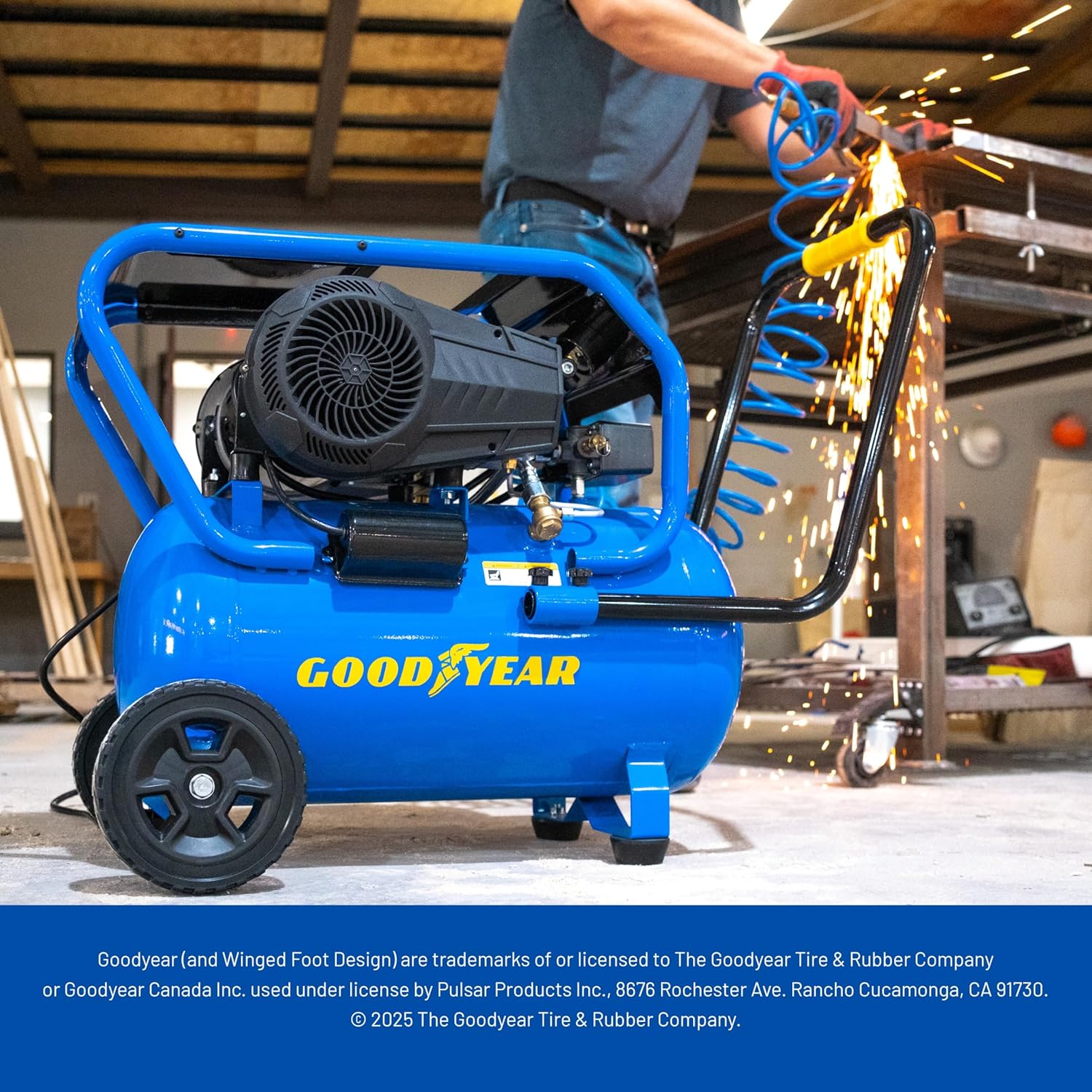 Goodyear 10 Gallon 175 PSI Super Quiet Oil Free Electric Air Compressor  - Horizontal or Vertical