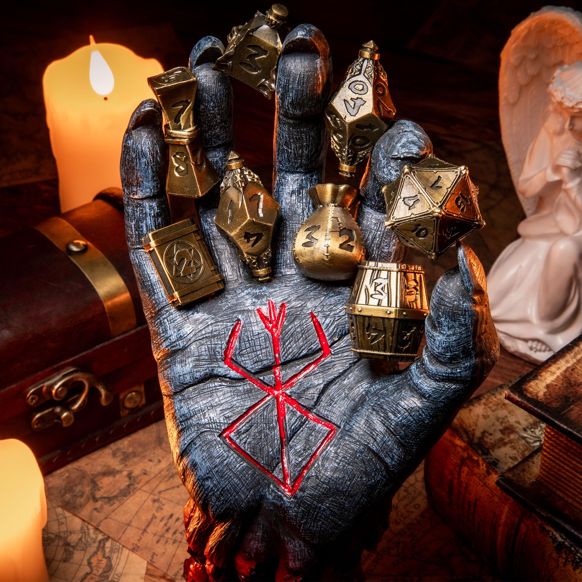TOYVERSE Dwukolorowy zestaw wielościennych kości, stary złoty kolor, kości ze stopu, odpowiedni do D&D, DND, RPG, MTG, Dungeons and Dragons, gier planszowych i odgrywania ról, od 15 lat