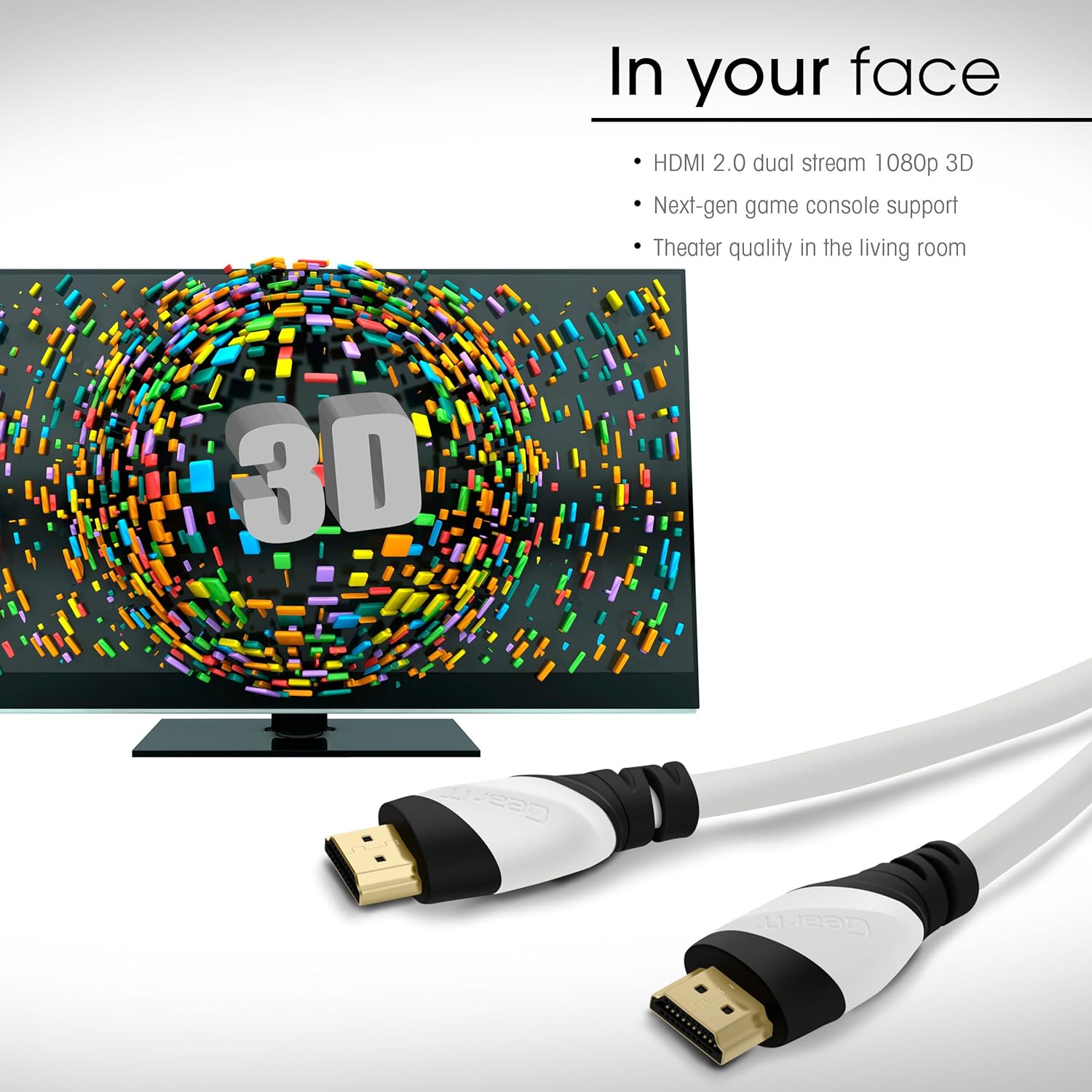 GearIT High-Speed 2.0 HDMI Cable Supports 4K UHDTV, Ethernet, 3D and Audio Return (10 Feet/3.04 Meters) Black