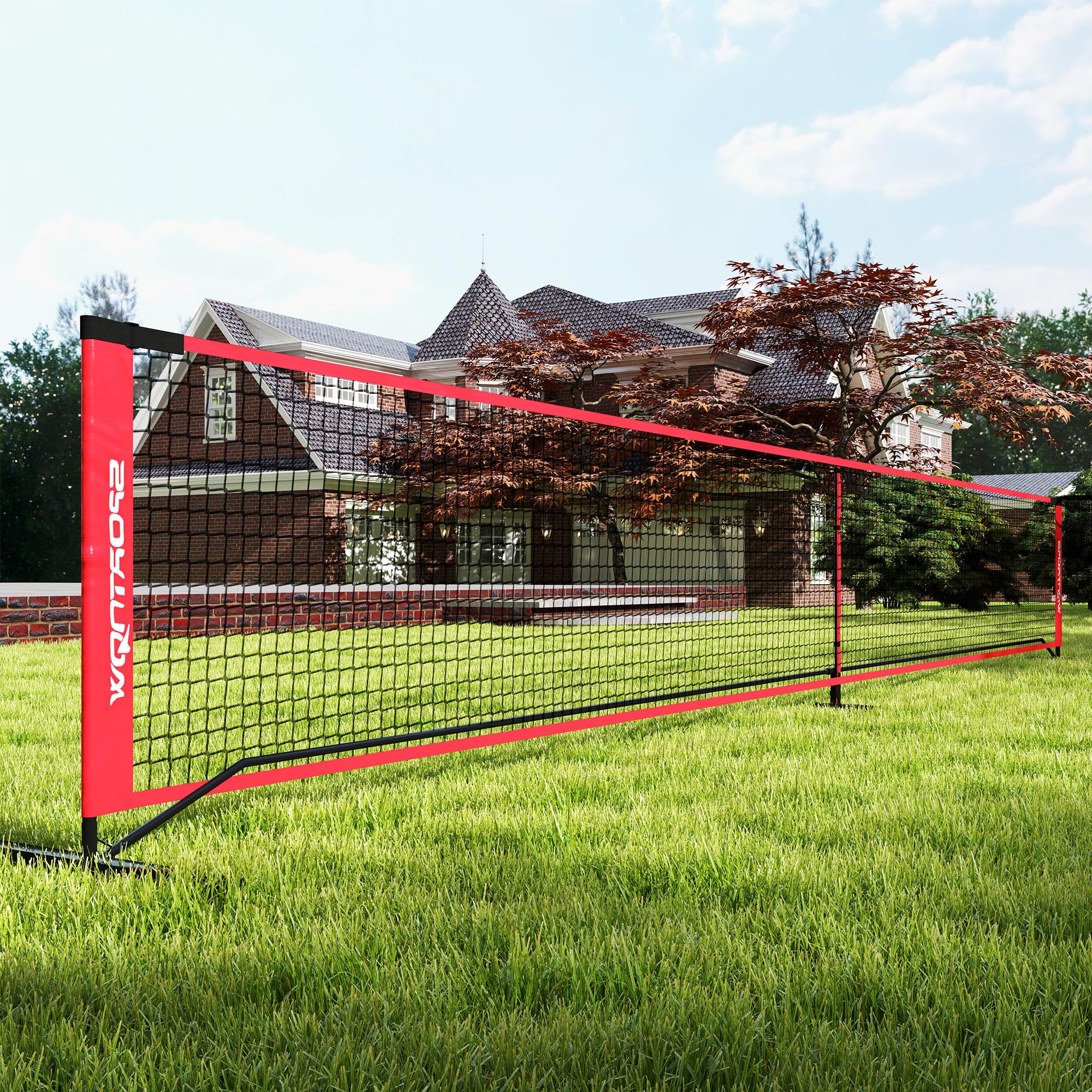 SPORTNOW Przenośna siatka do pickleball, 6,7 m, system pickleball z siatką, zestaw do oznaczania pola do gry, zbieracz piłek, cztery piłki i torba do noszenia na świeżym powietrzu, wjazd
