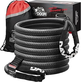 DAYDOOR Kinetic Recovery Rope, 1'' x 30ft 38,500 Lbs Recovery Rope, Heavy Duty Offroad Snatch Strap with Storage Bag for 4x4 Offroad Vehicle UTV ATV Truck(Dark Grey)