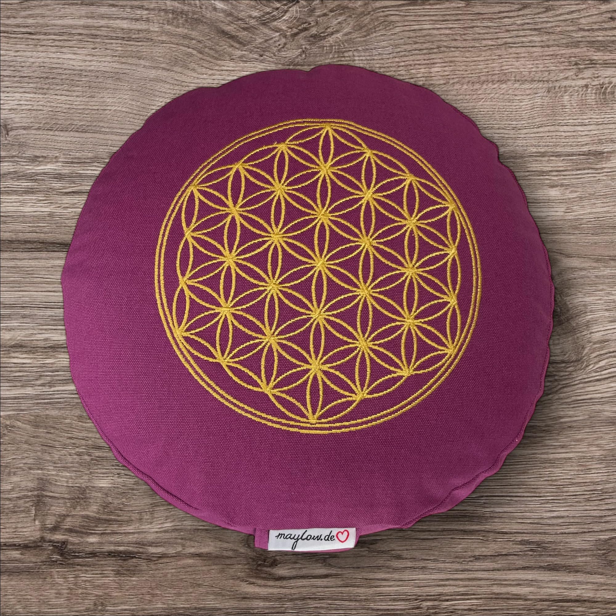 Maylow - Cojín de Yoga con corazón para meditación, 100% algodón, tamaño 33 x 15 cm, con Forro Lavable