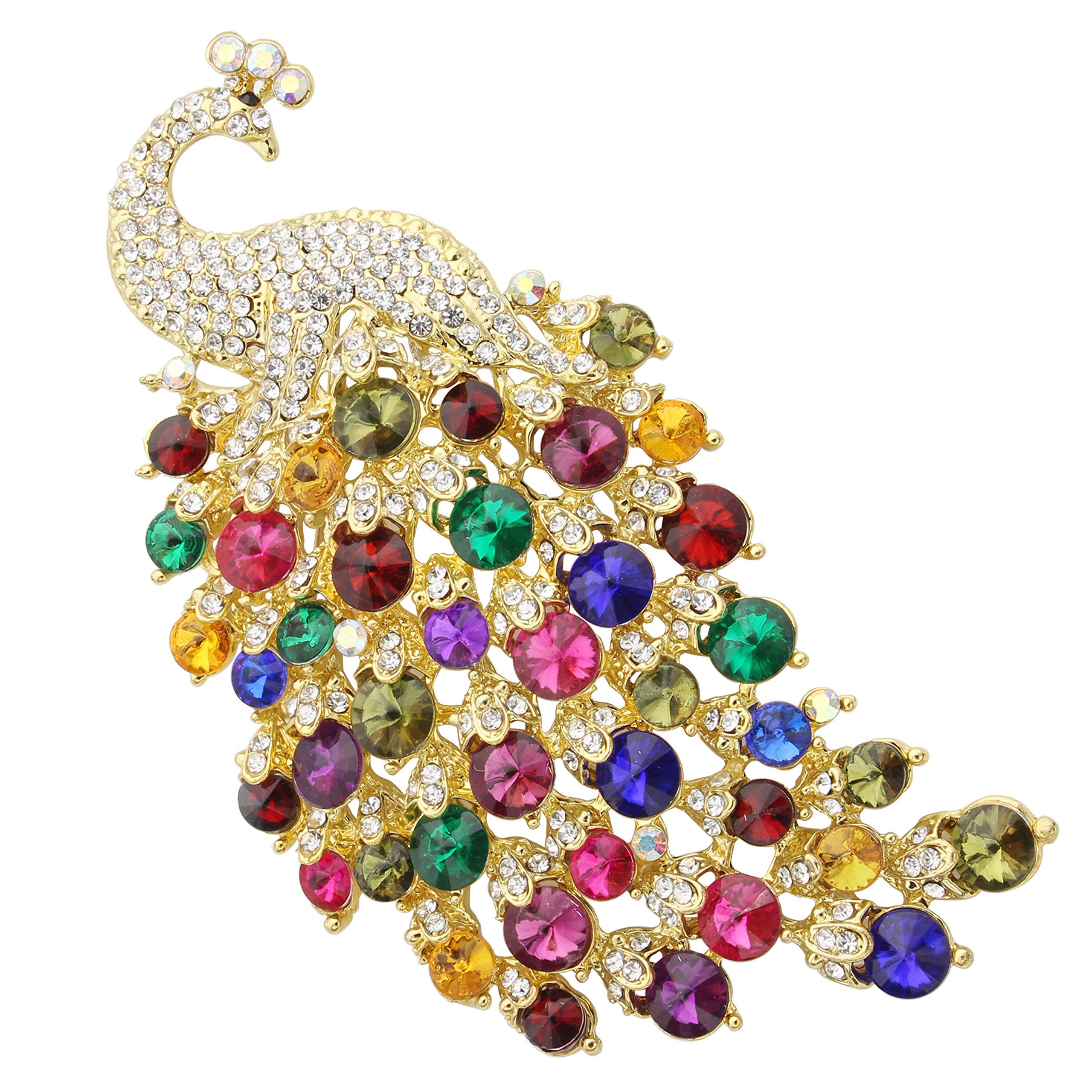 Delicate Large Peacock Animal Brooch Lapel Pin Dainty Rhinestone Brooch Costume Jewelry Accessories for Scarf Corsage