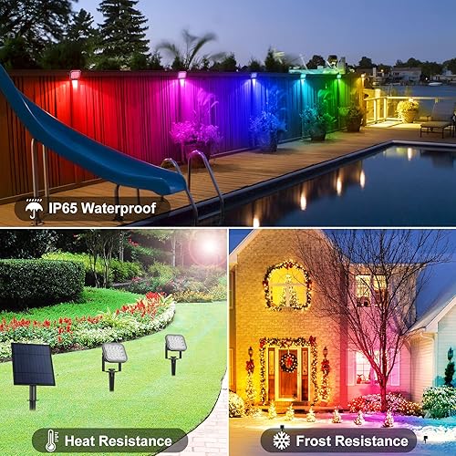 Miniatura 6 de Focos solares que cambian de color para exteriores, 20 focos LED solares de color IP65, luces solares para exteriores, impermeables,