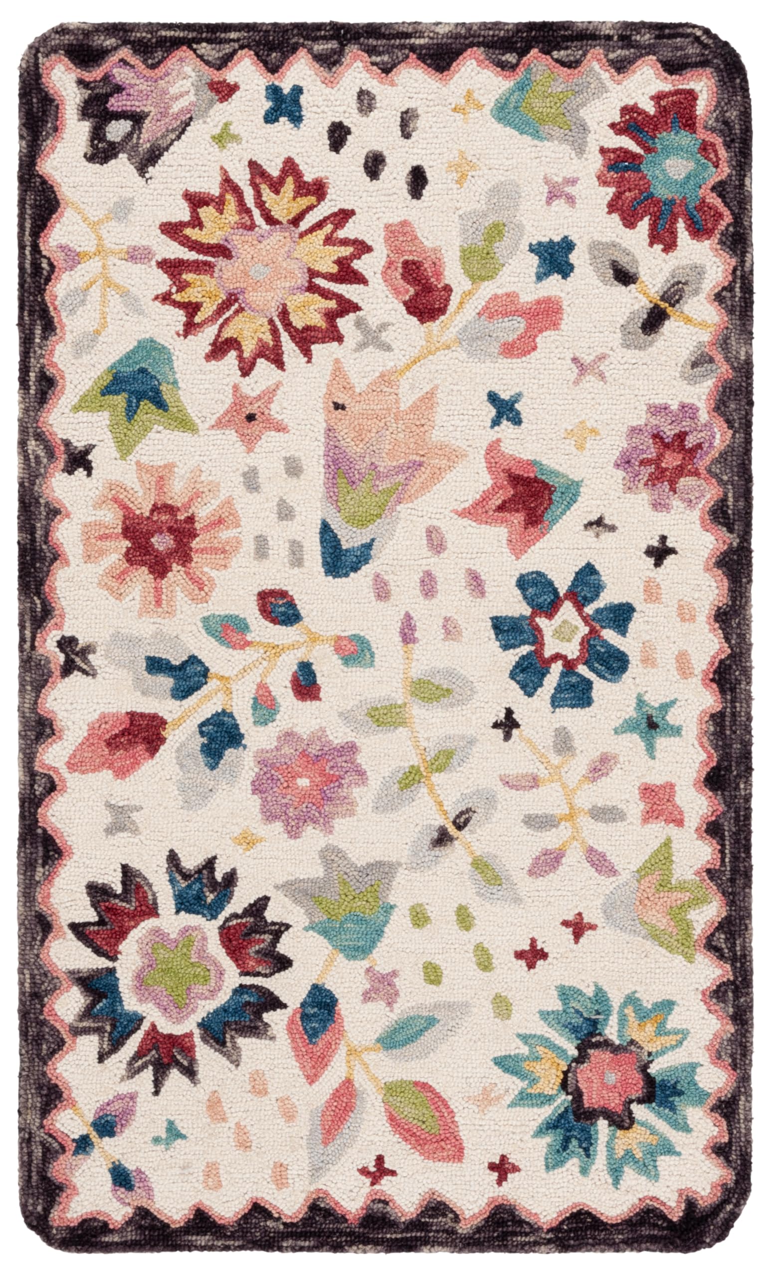 SAFAVIEH Jardin Collection Accent Rug - 3' x 5', Ivory & Light Pink, Handmade Wool, Floral Design, Ideal for The Living Room, Dining, Bedroom (JAR366A)