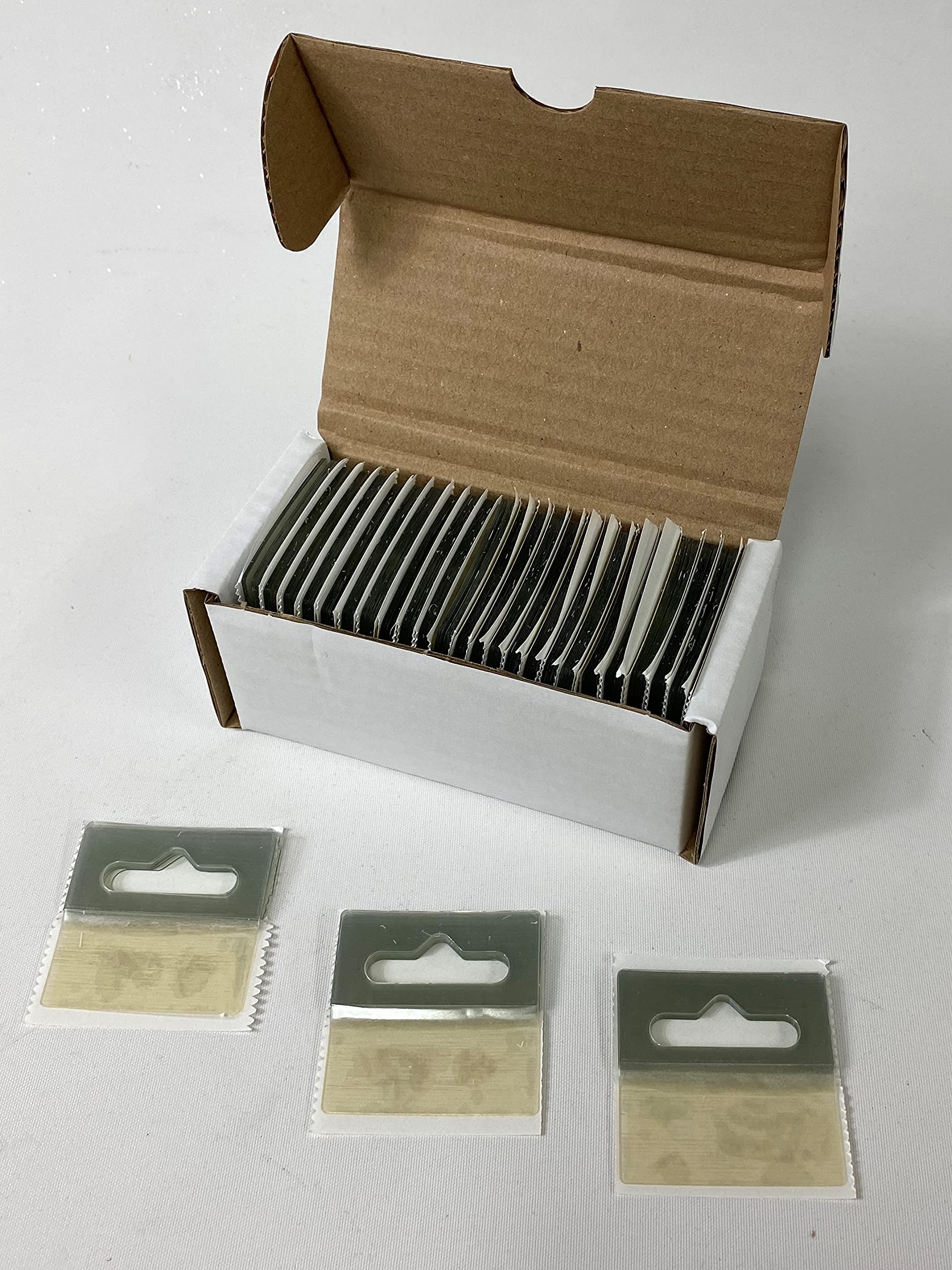 GSA - Flexible Euro Hooks Hang Tabs (1000pc) 50mm x 50mm in Book Format| Plastic Sticky Tabs for Euro Hooks & Retail Display | Strong Adhesive Hanging Tabs