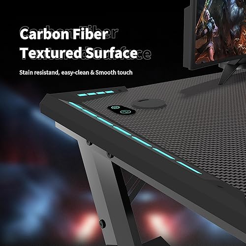 Miniatura 4 de AOR ESPORTS Mesa de juegos, escritorio simple en forma de R con alfombrilla para mouse, gancho para auriculares y soporte para tazas, fácil de