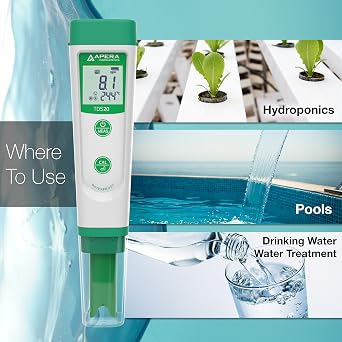 Apera Instruments AI213 Value Series TDS20 Waterproof TDS Pocket Tester kit, Accuracy: 1% F.S, 2-Point Auto. Calibration