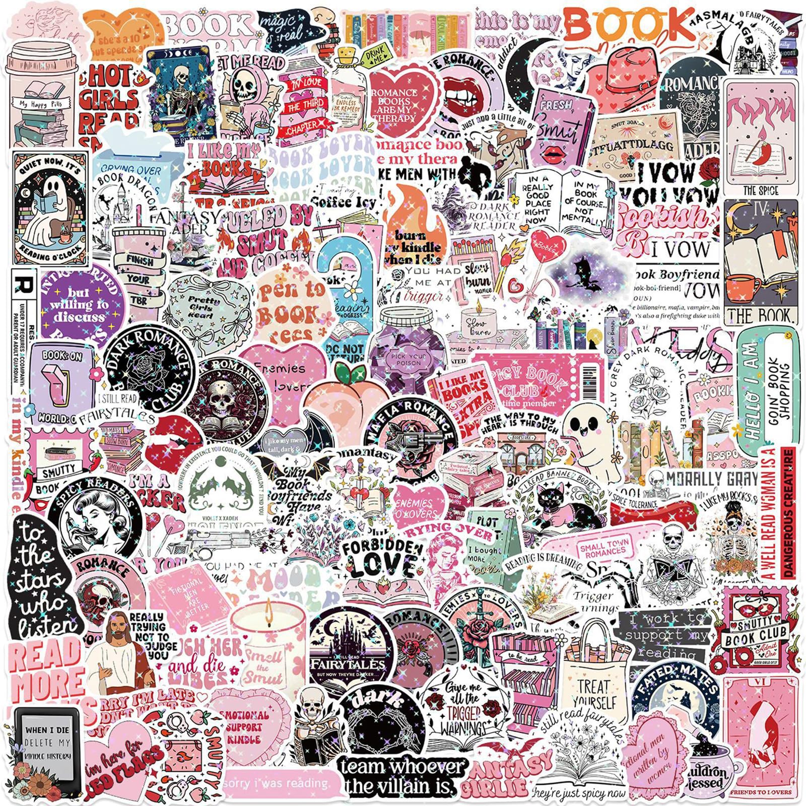 Nymora 150 Romantic Stickers, Funny Stickers for Adults, Book Accessories & Kindle Stickers, Book Stickers, Vinyl Stickers for Laptop Adults, Phone & Scrapbook, Waterproof