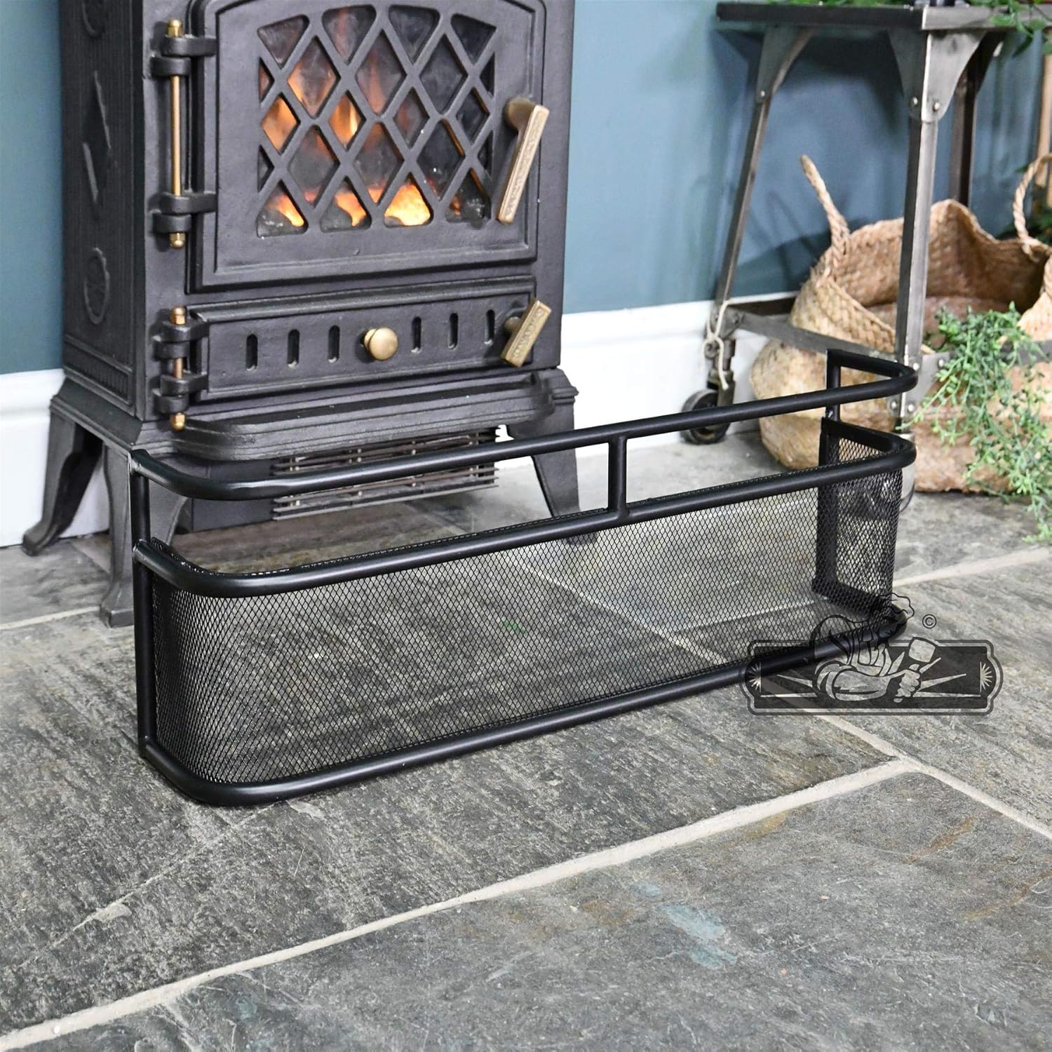 Home Fire Fender Black Steel Adjustable Guard Fireside Fireplace Guard