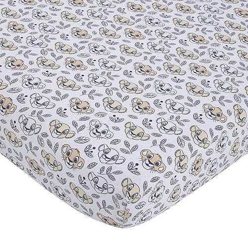 Miniatura 4 de Disney Juego de ropa de cama de 6 piezas para cuna de bebé de Lion King Daddy's Little Cub Grey, blanco y marrón Simba y Nala - edredón, dos sábanas