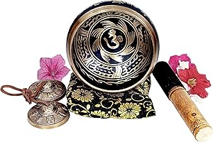 The Harmony of Serenity: Large 5-Inch Tibetan Singing Bowl and Tingsha Cymbals Set