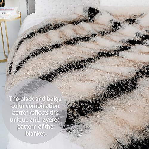 Miniatura 10 de Manta de piel sintética (76 x 90 pulgadas), manta de felpa súper suave y acogedora para cama y sofá, manta para todas las estaciones para decoración