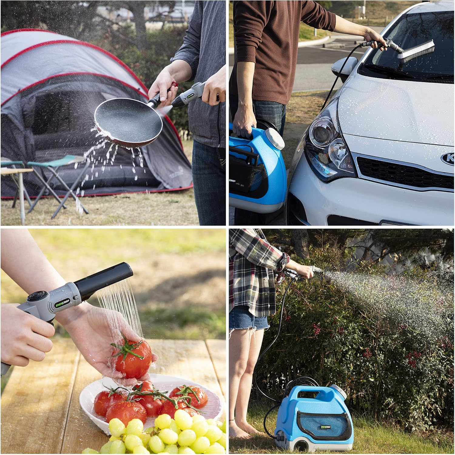 Amаzоn Crаzу 🔥 Dеаlѕ Enercamp Multipurpose Portable Spray Washer with Water Tank/ 4 Types Nozzle - High-Pressure Water - Integrated Roller Wheels