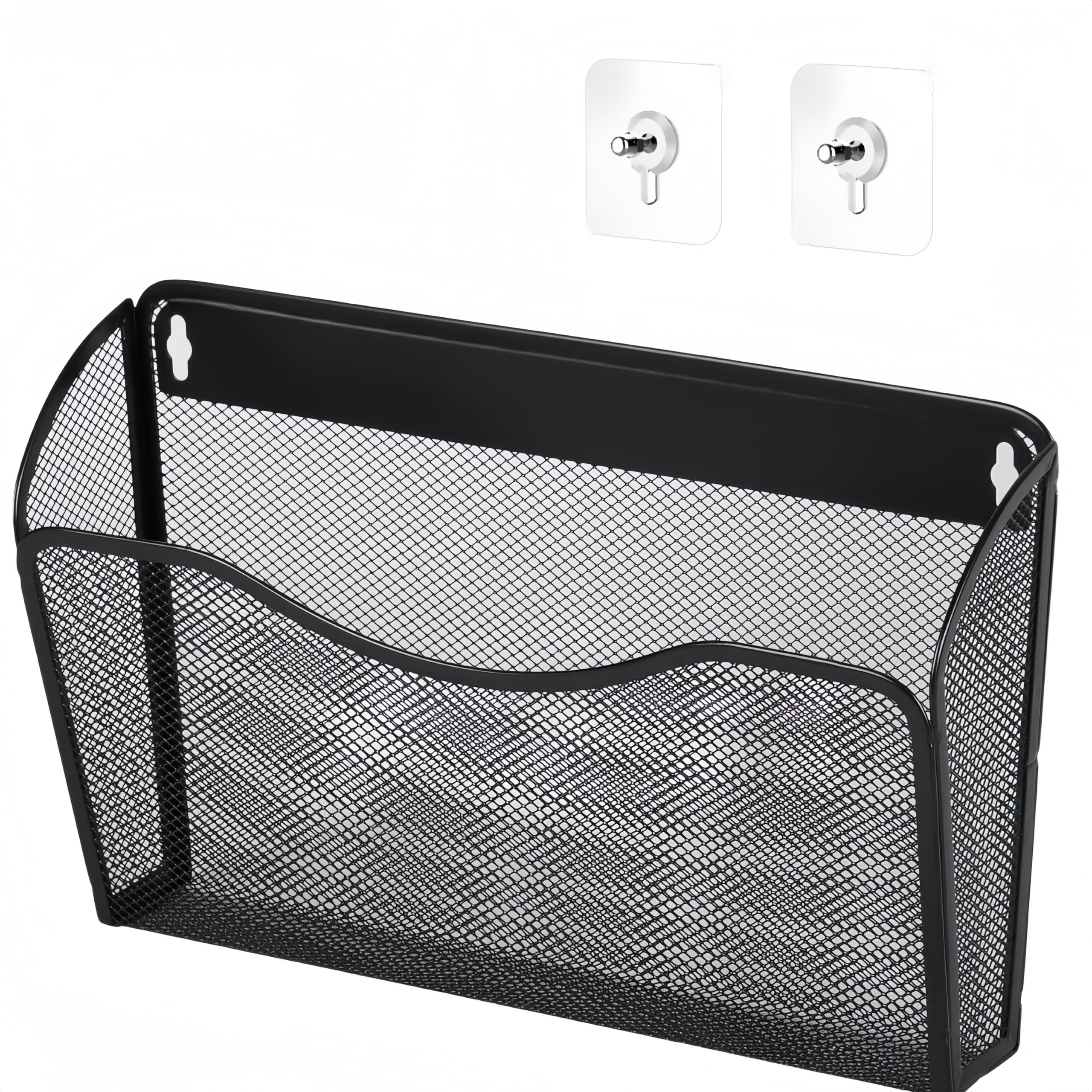 Portadocumenti da parete in da appendere, porta riviste in da appendere, organizer verticale da parete, tasca salvaspazio in rete metallica, per casa,cucina, ufficio(nero)