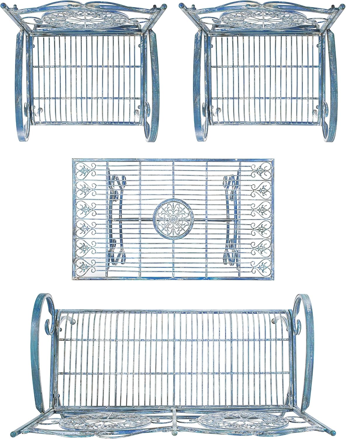 Safavieh PAT5001C Collection Sophie Victorian Antique Blue 4-Piece Patio Outdoor Set