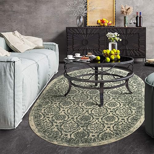 Miniatura 117 de Antep Rugs - Alfombras antideslizantes (antideslizante) 4 x 6 con parte trasera de goma floral geométrica de bajo perfil para interiores