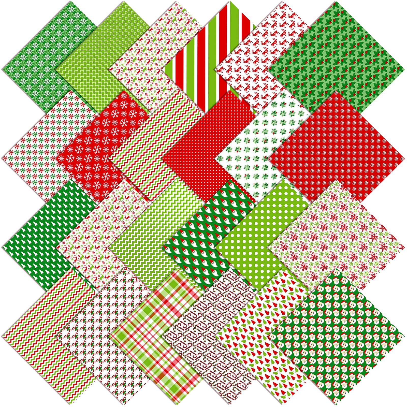 24 Pack Christmas Scrapbook Paper, 6 Inch Snowflake Christmas Pattern Paper,Single Sided Red Green Xmas Craft Paper Folded Flat for DIY Background Card Making Scrapbook Photo Album Decor, 24 Designs