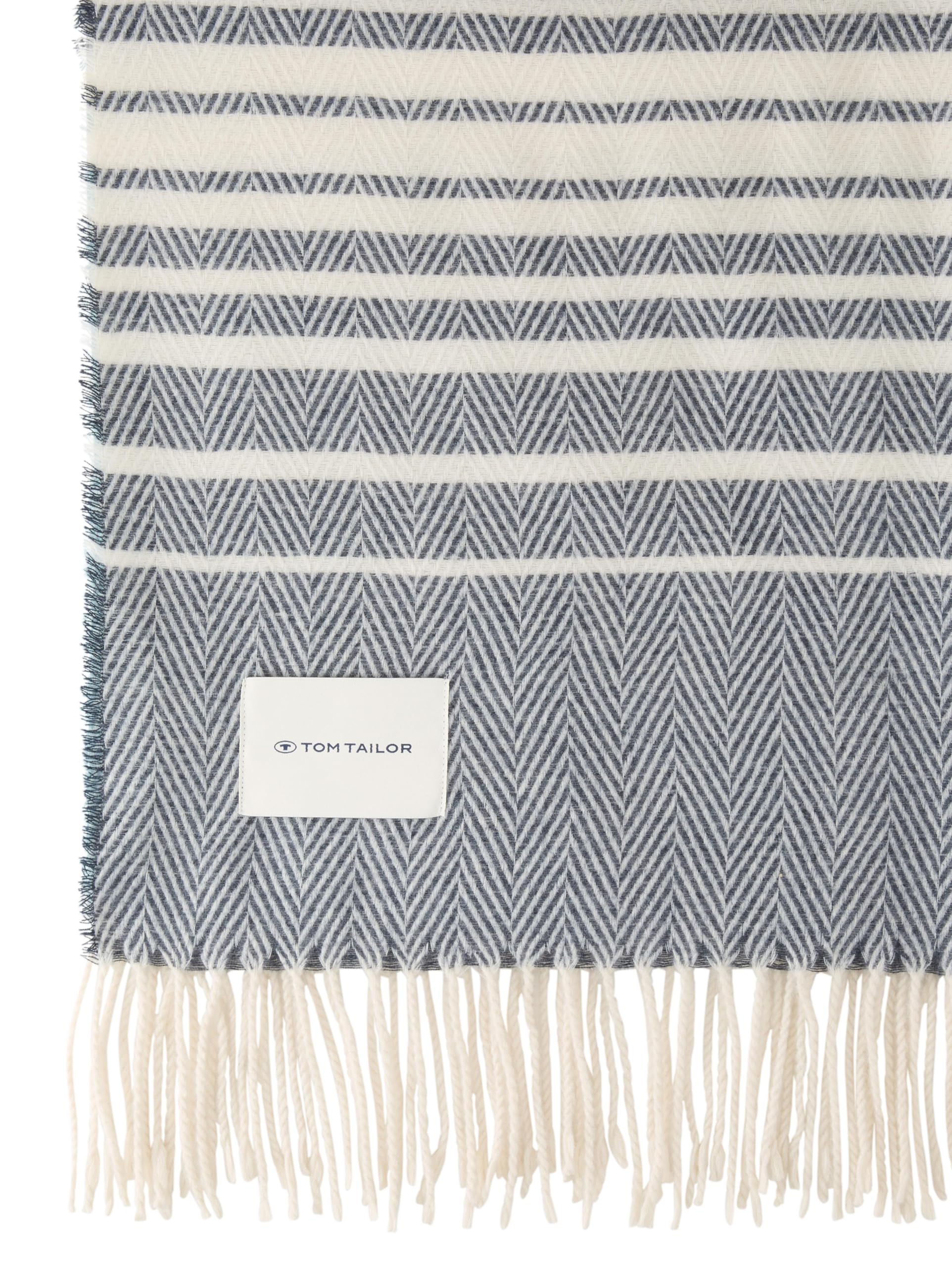 TOM TAILOR 1048055 szal, 38759-Teal White Heringbone Scarf, rozmiar uniwersalny, 38759 - Teal White Heringbone Scarf, jeden rozmiar