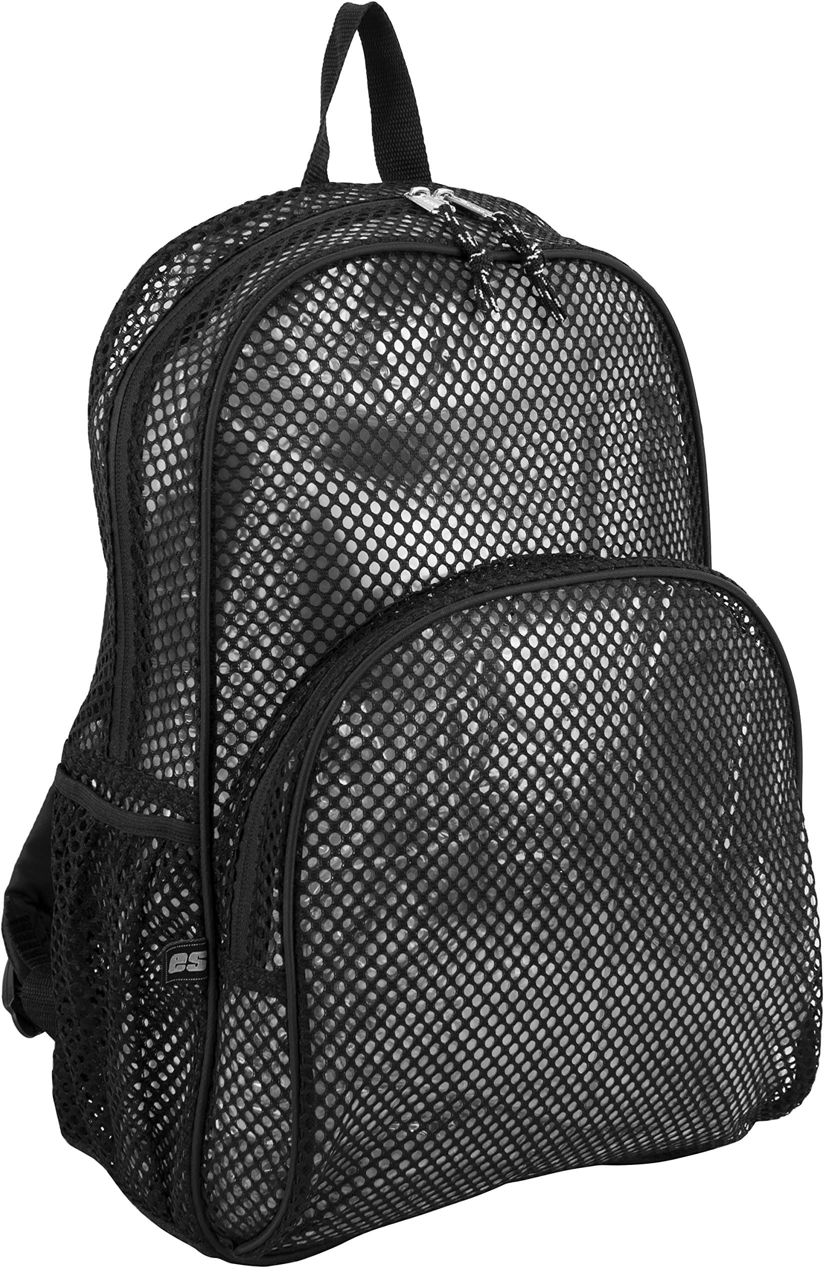 Eastsport Heavy Duty Mesh Sport Backpack Daypack Bookbag Bag See Through for Travel, Swim, Gym, Beach, 17.5 Inches, Onyx