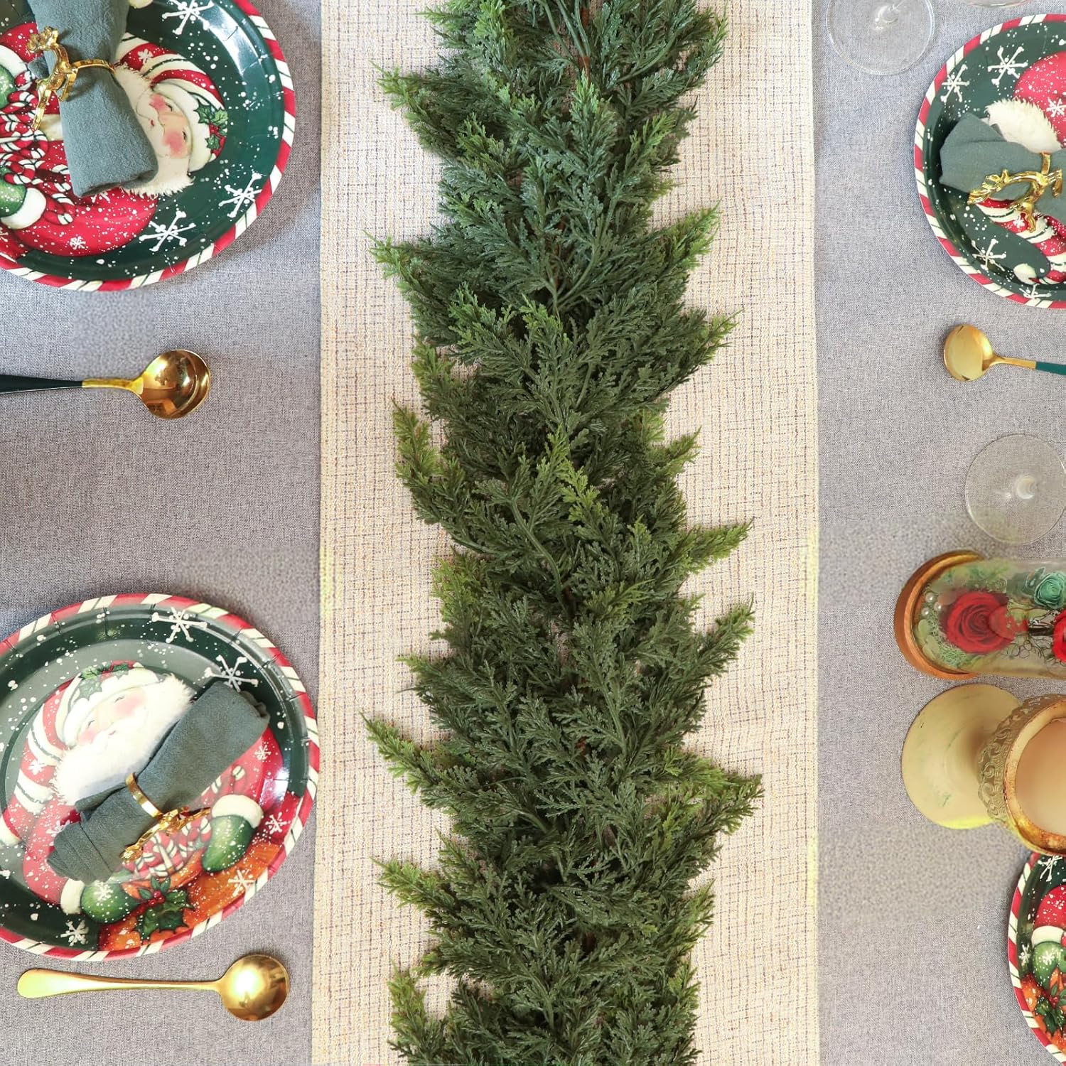 Christmas Cedar Garland with Soft Thickness Pine,Thick and Lush,Artificial Green Faux Cedar Pine Garland for Christmas Winter Home Mantel Fireplace Holiday Party Décor (6Ft) (6ft) - Image 3