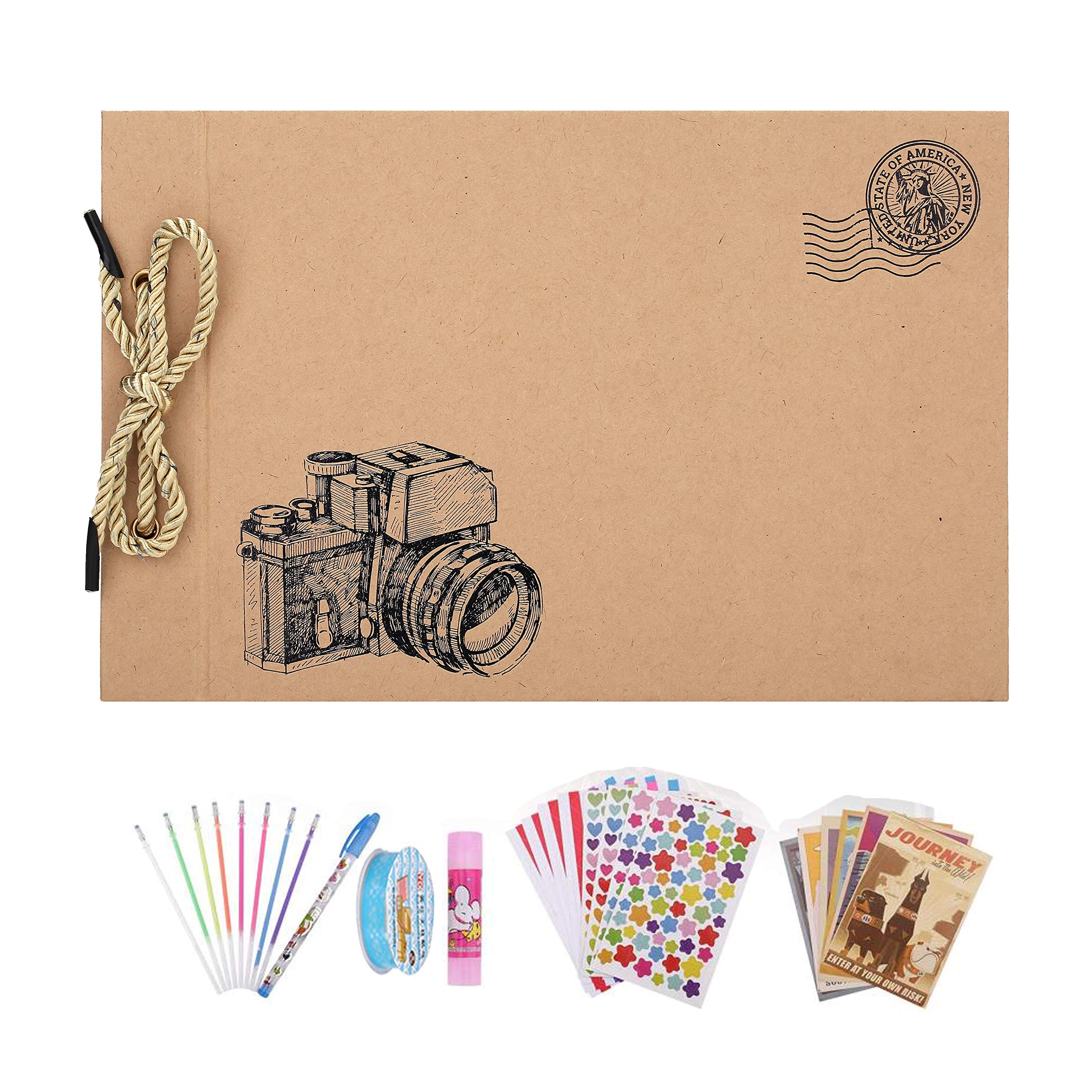 OUMEdiy photo album for diy, photo book album scrapbook photo album travel wedding guest book 40 sheets, 80 pages, birthday, valentine's day, wedding, (yellow camera)