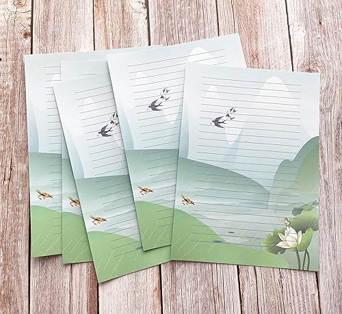 Miniatura 7 de 50 papeles de papelería de escritura, papel de papelería rayado para escribir cartas, notas, invitaciones, manualidades, 5 estilos diferentes (11.7