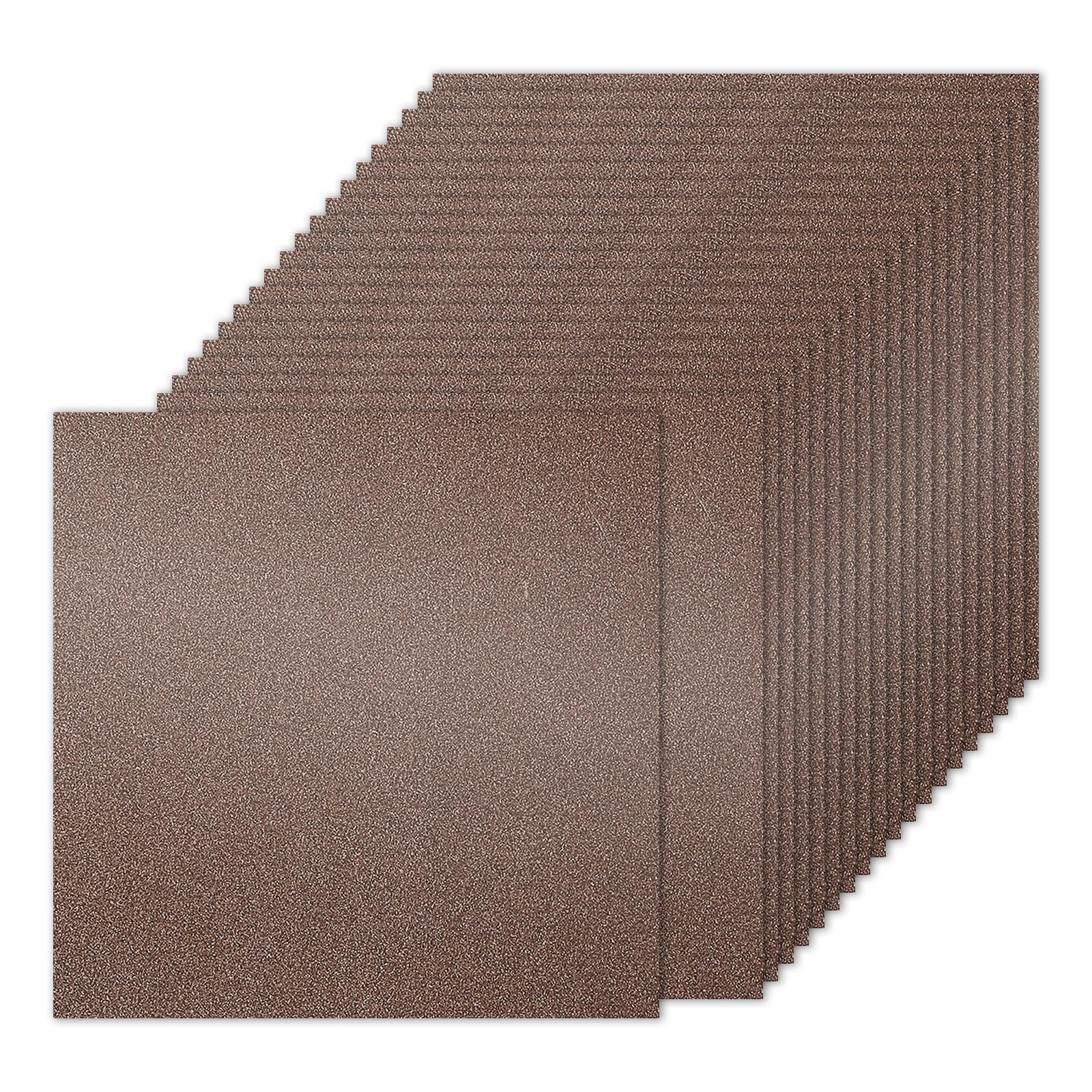 PATIKIL 20Sheets Brown Glitter Cardstock Paper, 12 x 12 in 250gsm Square Premium Sparkly Paper Craft Cardstock Paper for Scrapbook Card Making DIY Art